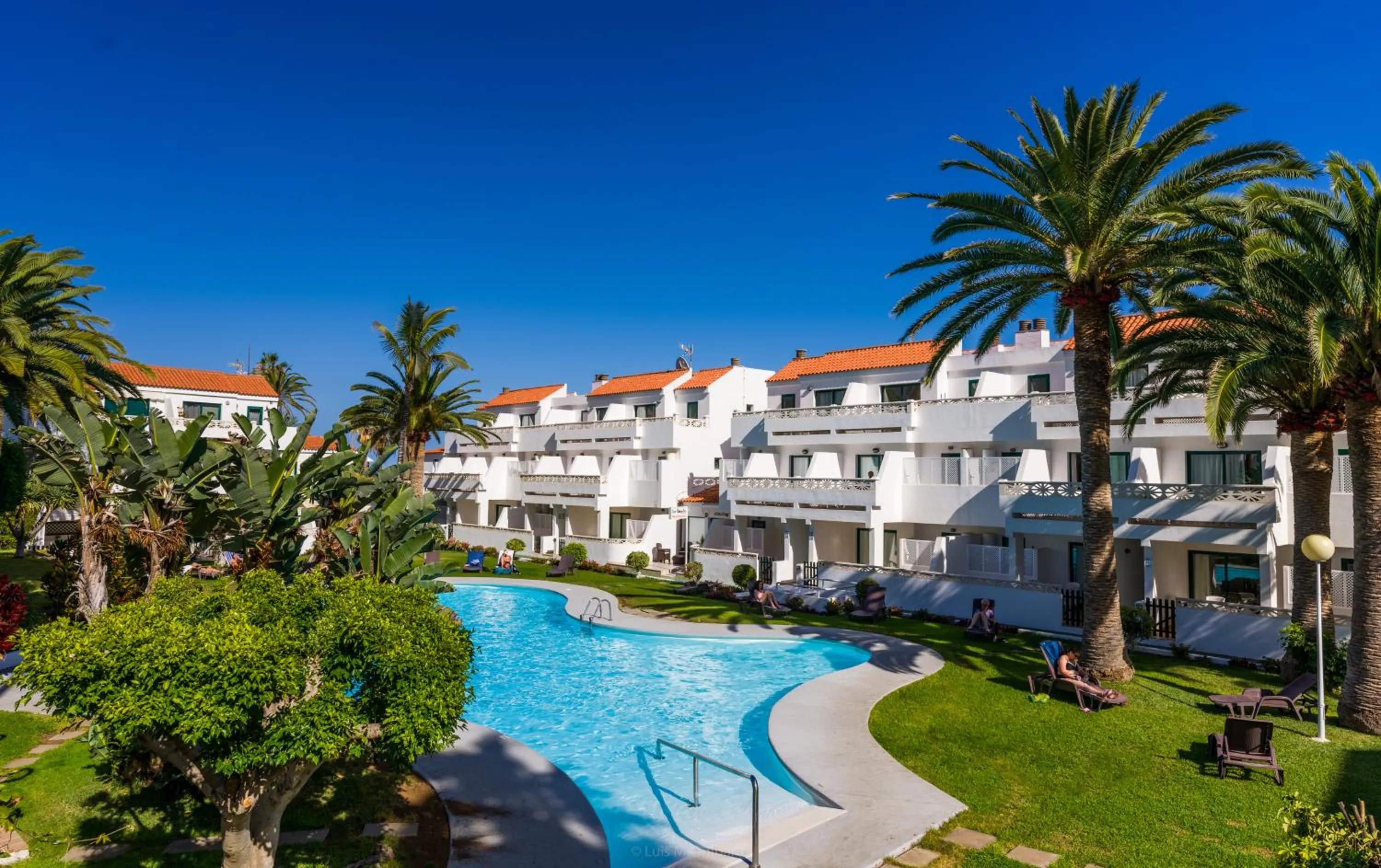 Pool view in Apartamentos Los Rosales