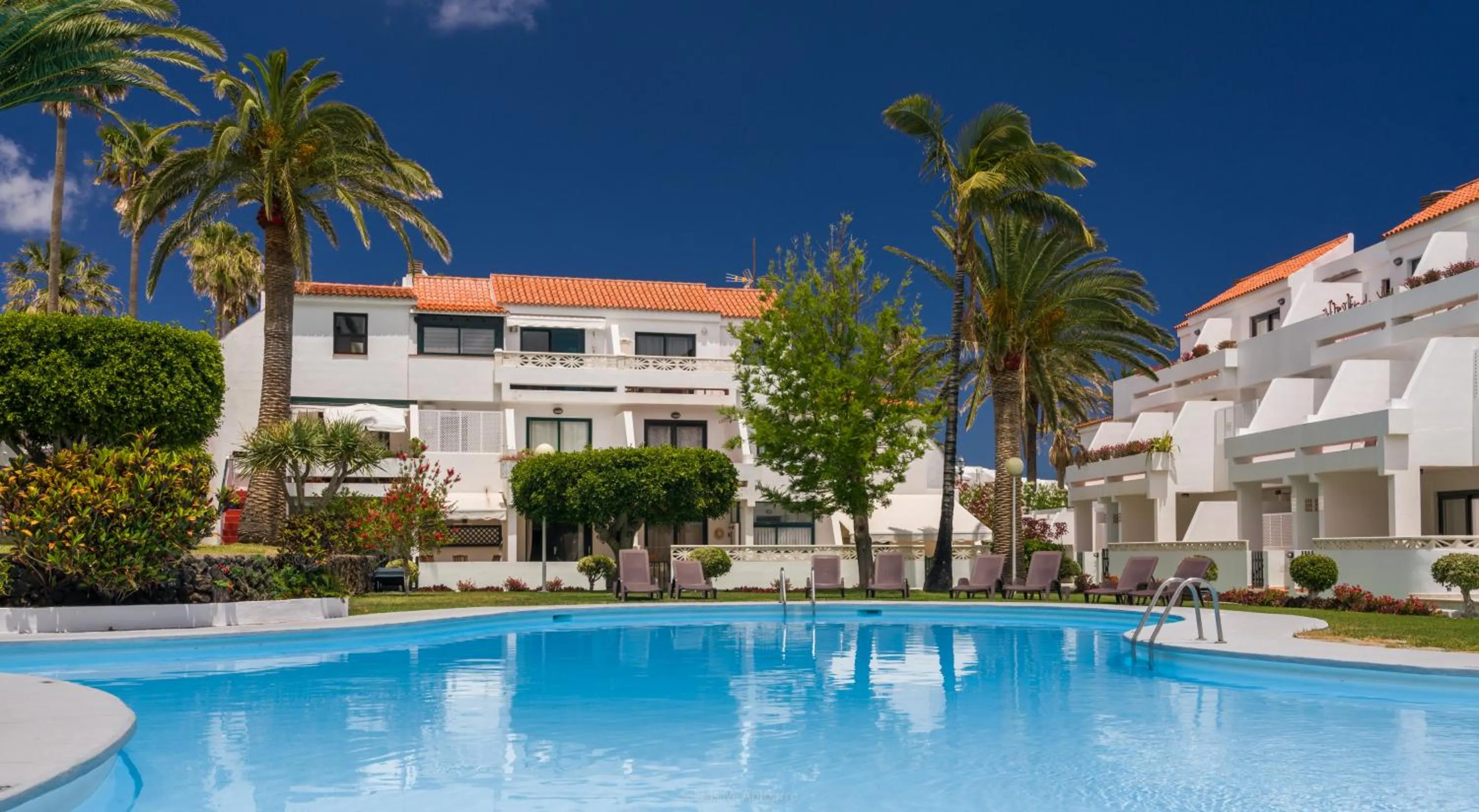 Pool view in Apartamentos Los Rosales