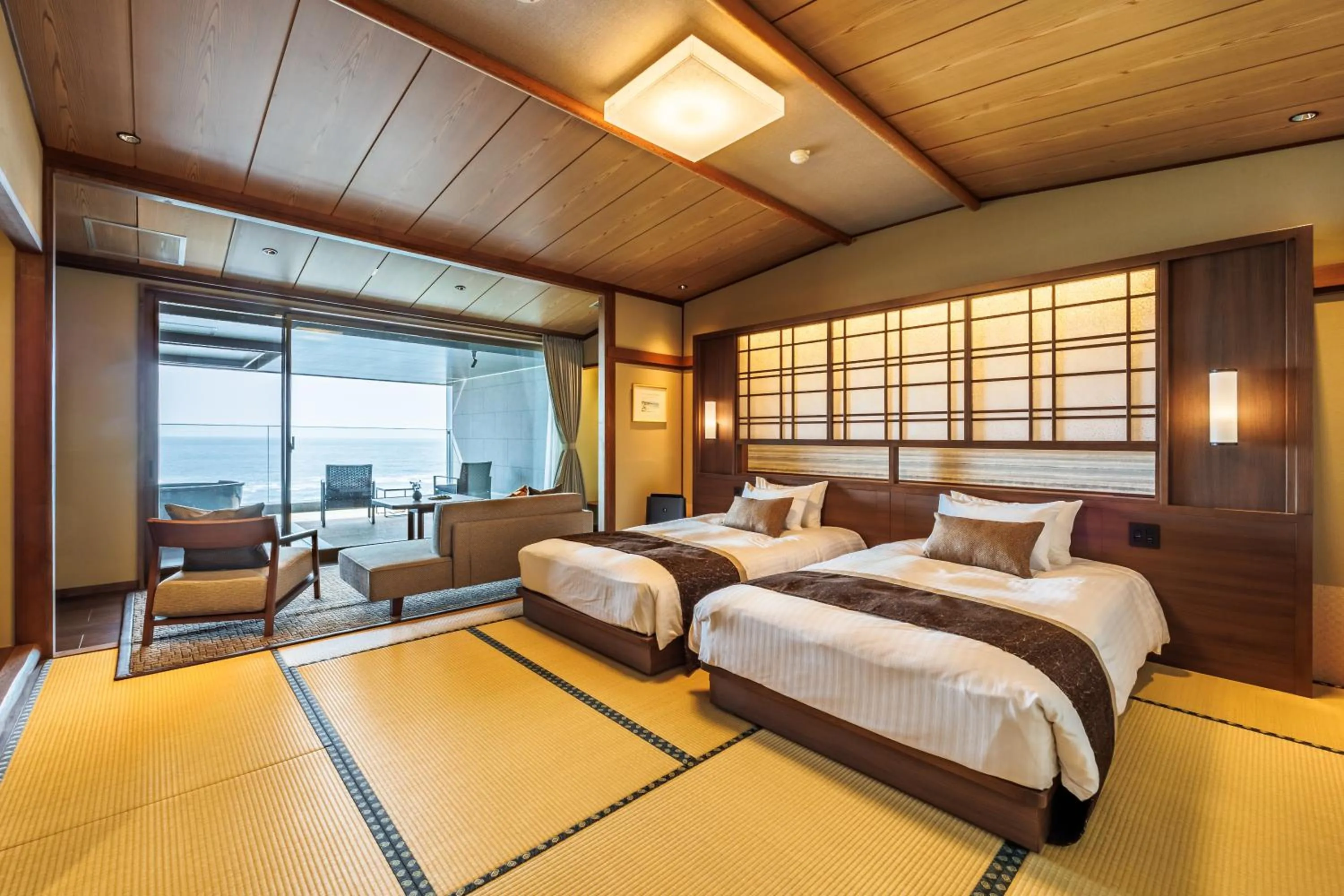 Bed in Sado Resort Hotel Azuma