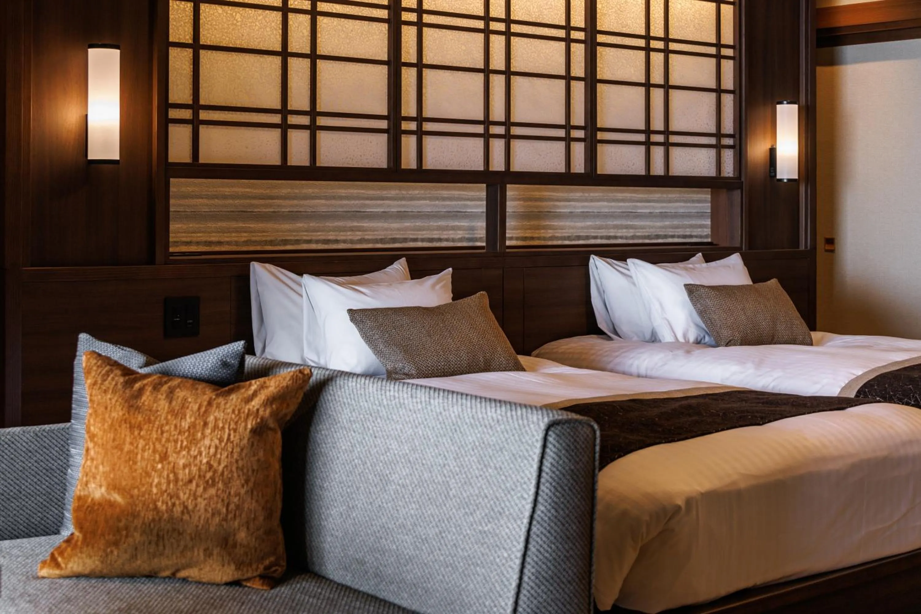 Bed in Sado Resort Hotel Azuma