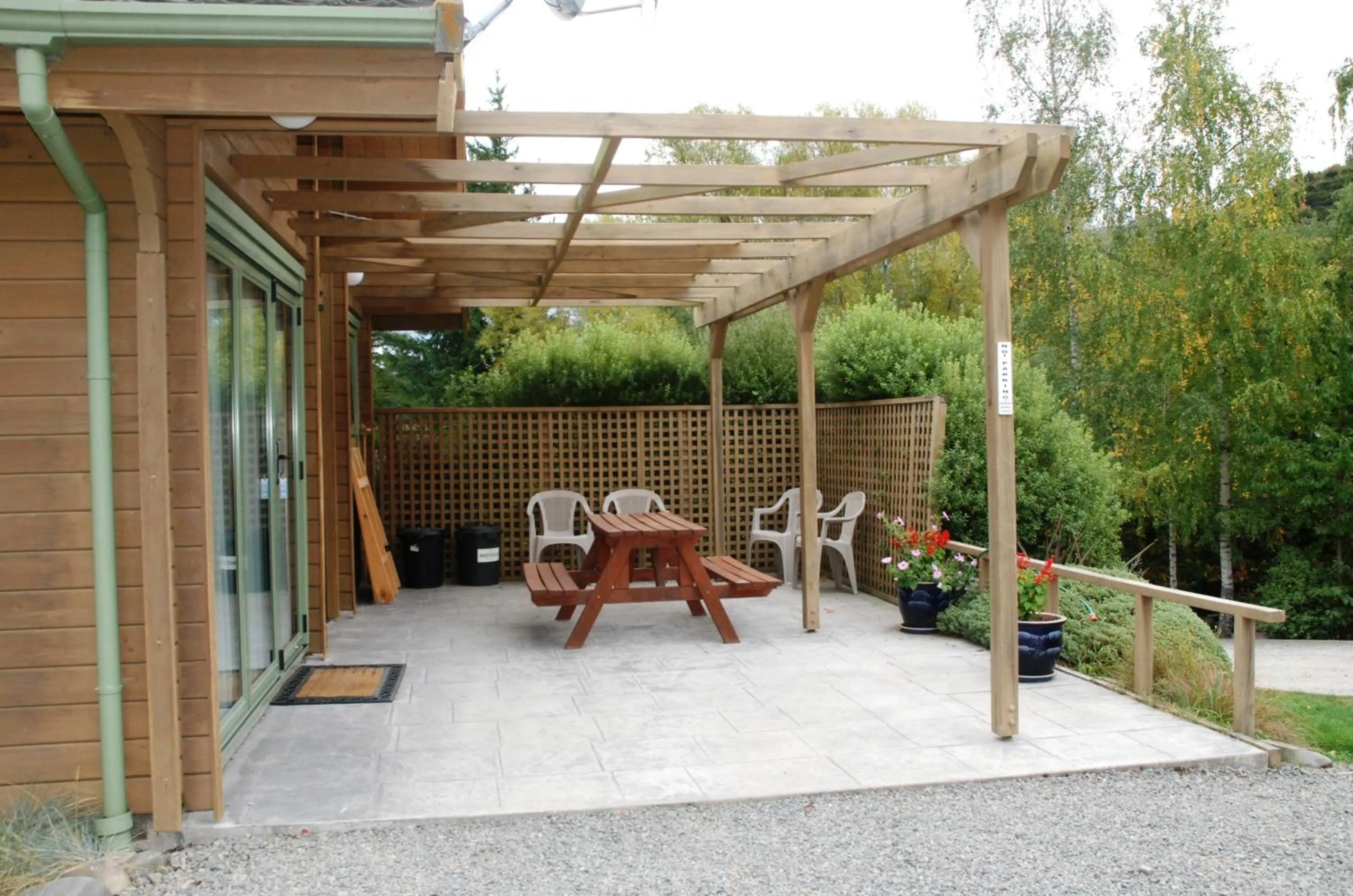 Patio in The Chalets Motel