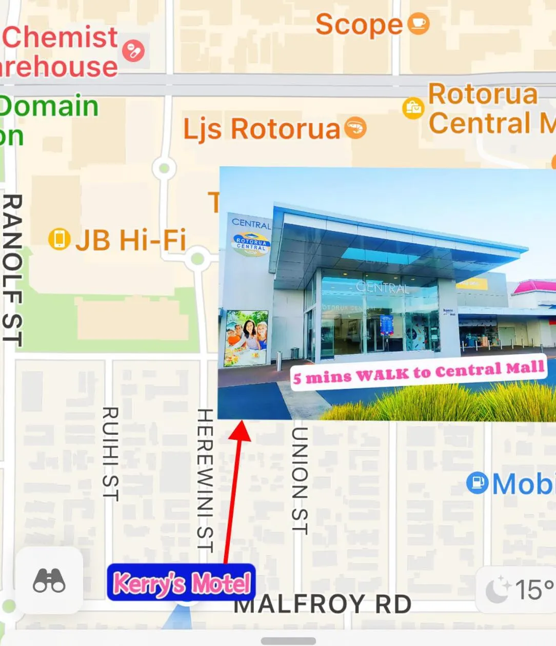 Location in Kerry's Motel