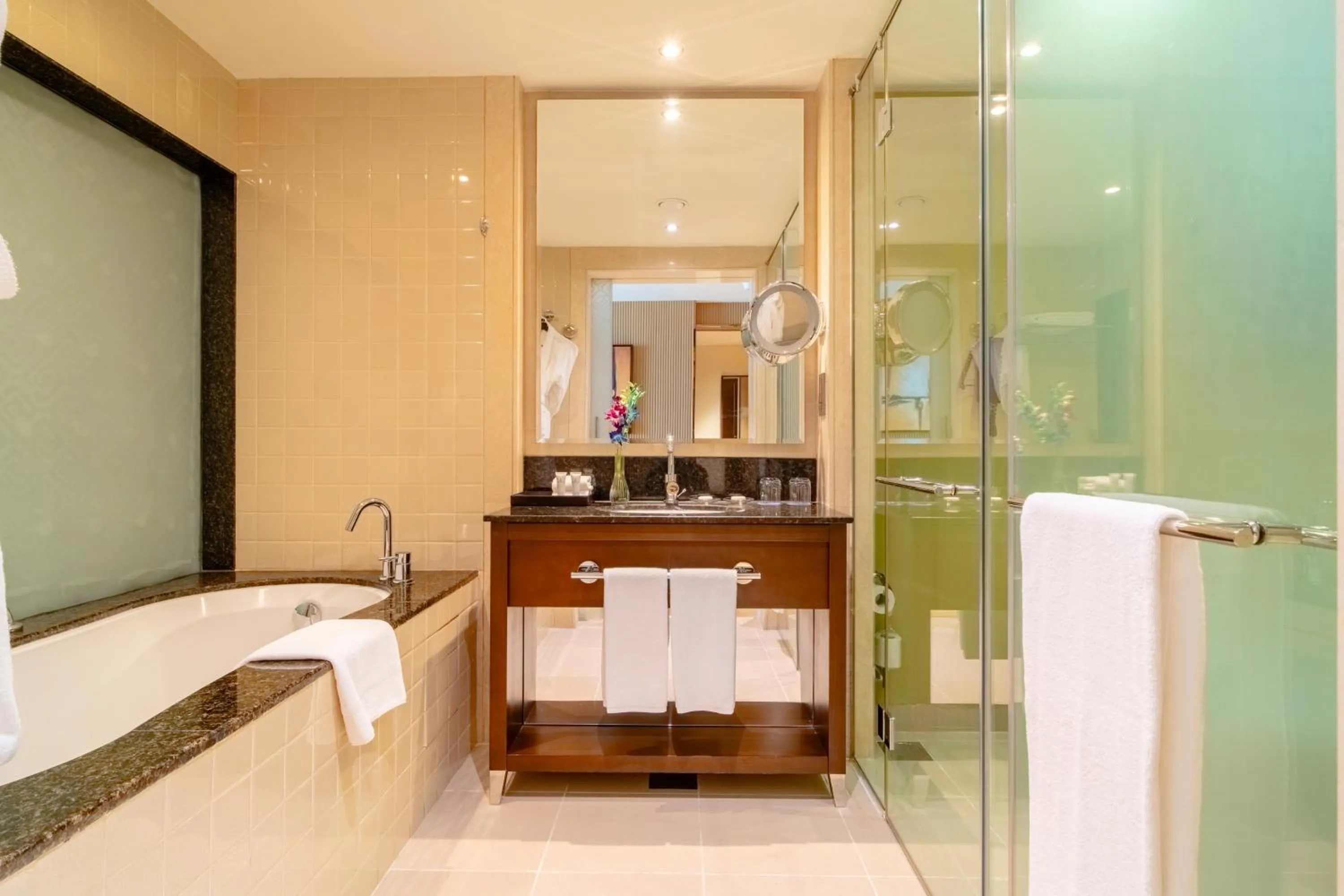 Bathroom, Bed in Asiana Hotel Dubai