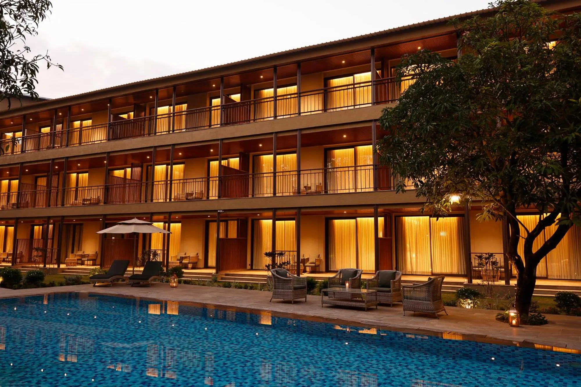 Swimming pool in The Riverview Retreat Corbett by Leisure Hotels