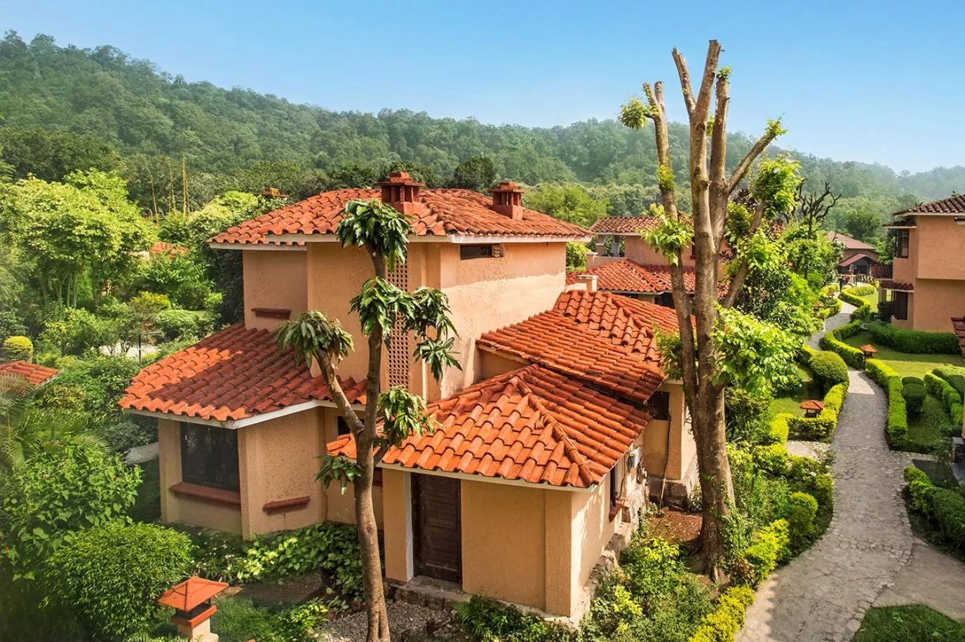 Garden view in The Riverview Retreat Corbett by Leisure Hotels