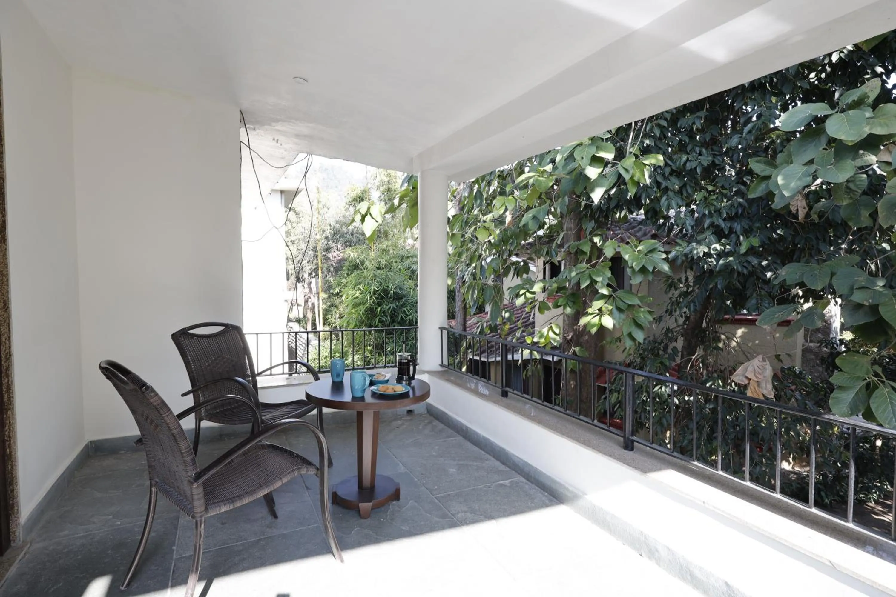 Balcony/Terrace in The Riverview Retreat Corbett by Leisure Hotels