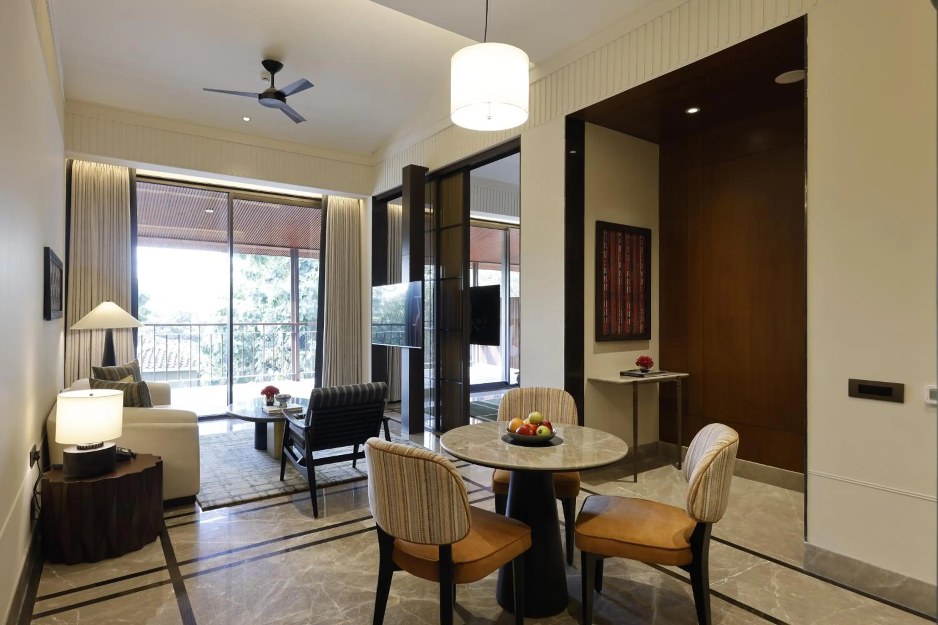 Living room in The Riverview Retreat Corbett by Leisure Hotels