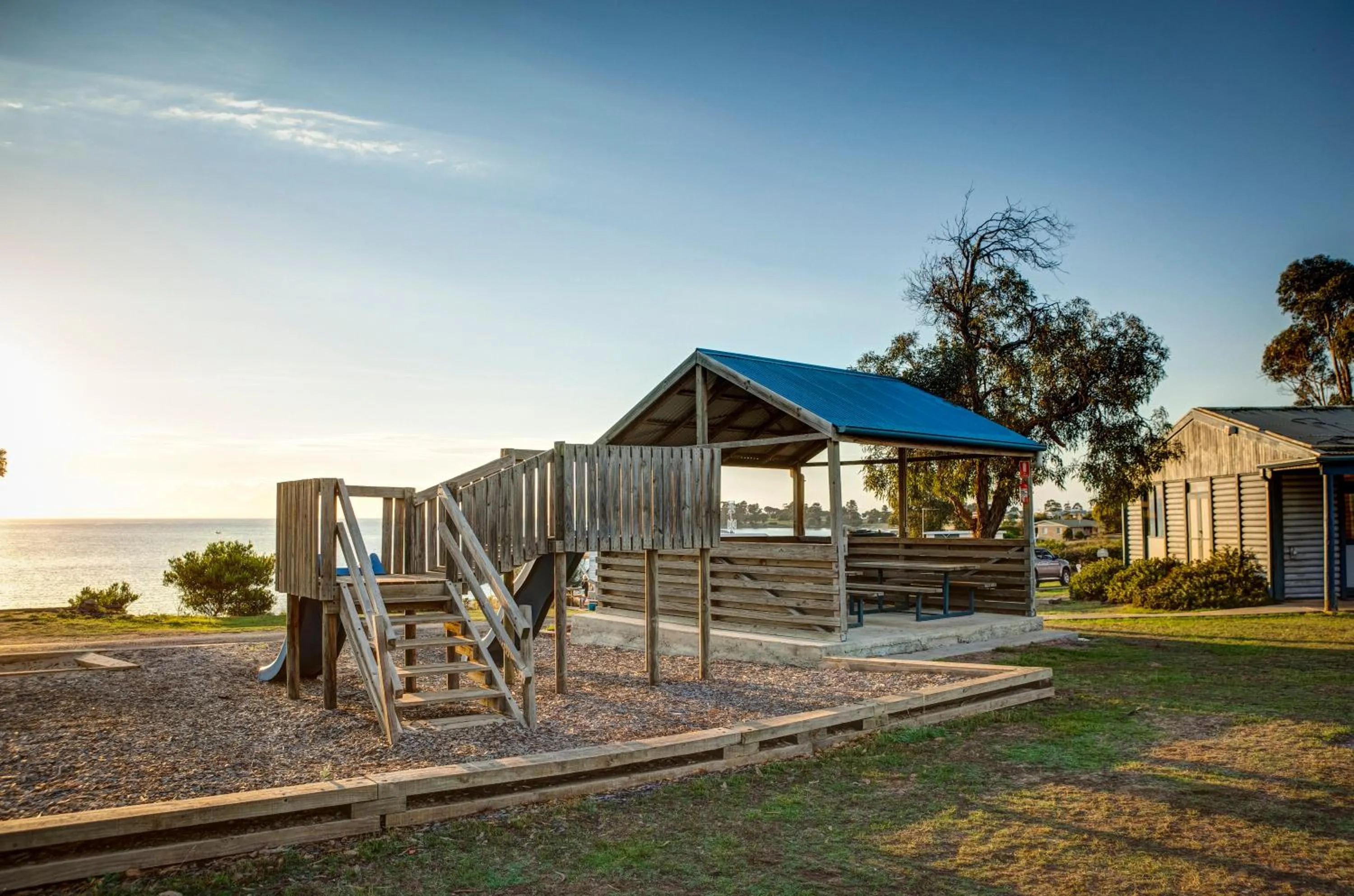 Children play ground in Swansea Beach Chalets