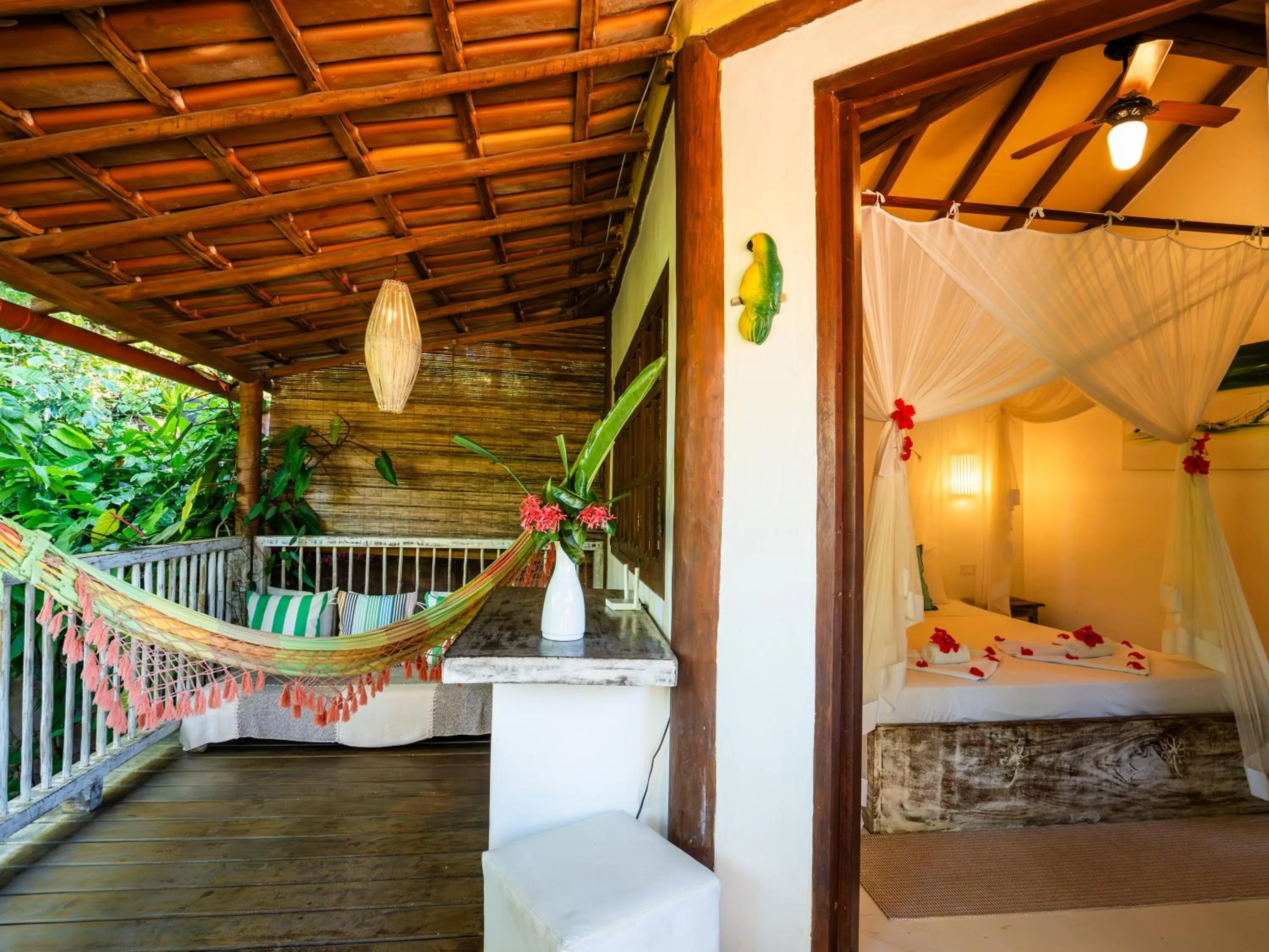 View (from property/room), Bed in Pousada Jardim Das Margaridas