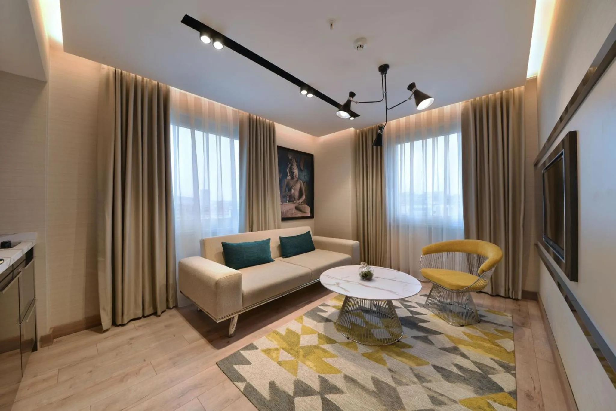 Living room, Bed in Nish Palace Exlusive Suites