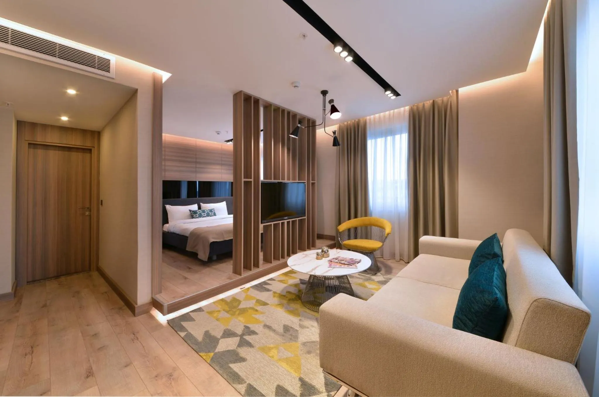 Living room, Bed in Nish Palace Exlusive Suites