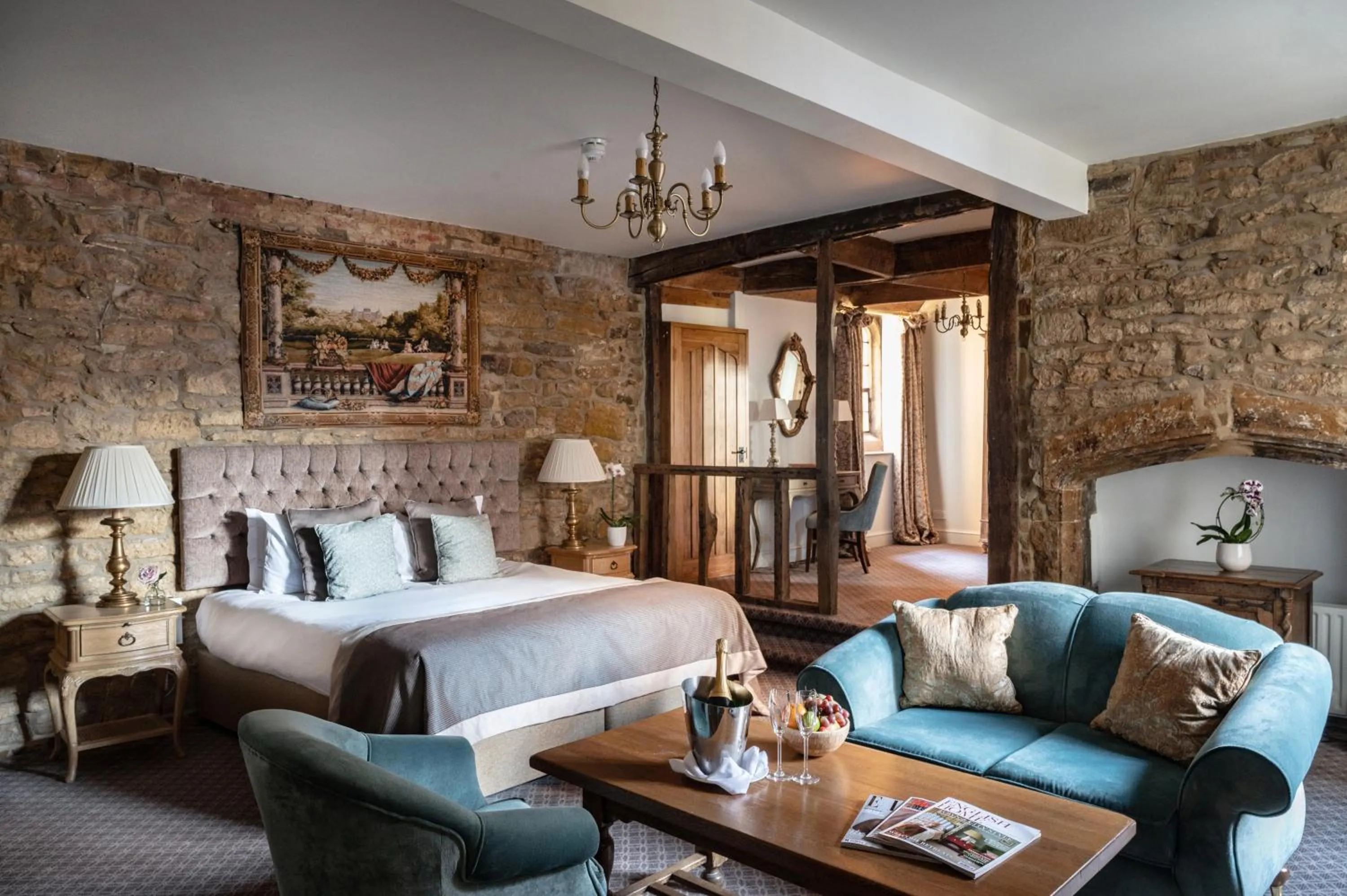 Bed in Fawsley Hall Hotel