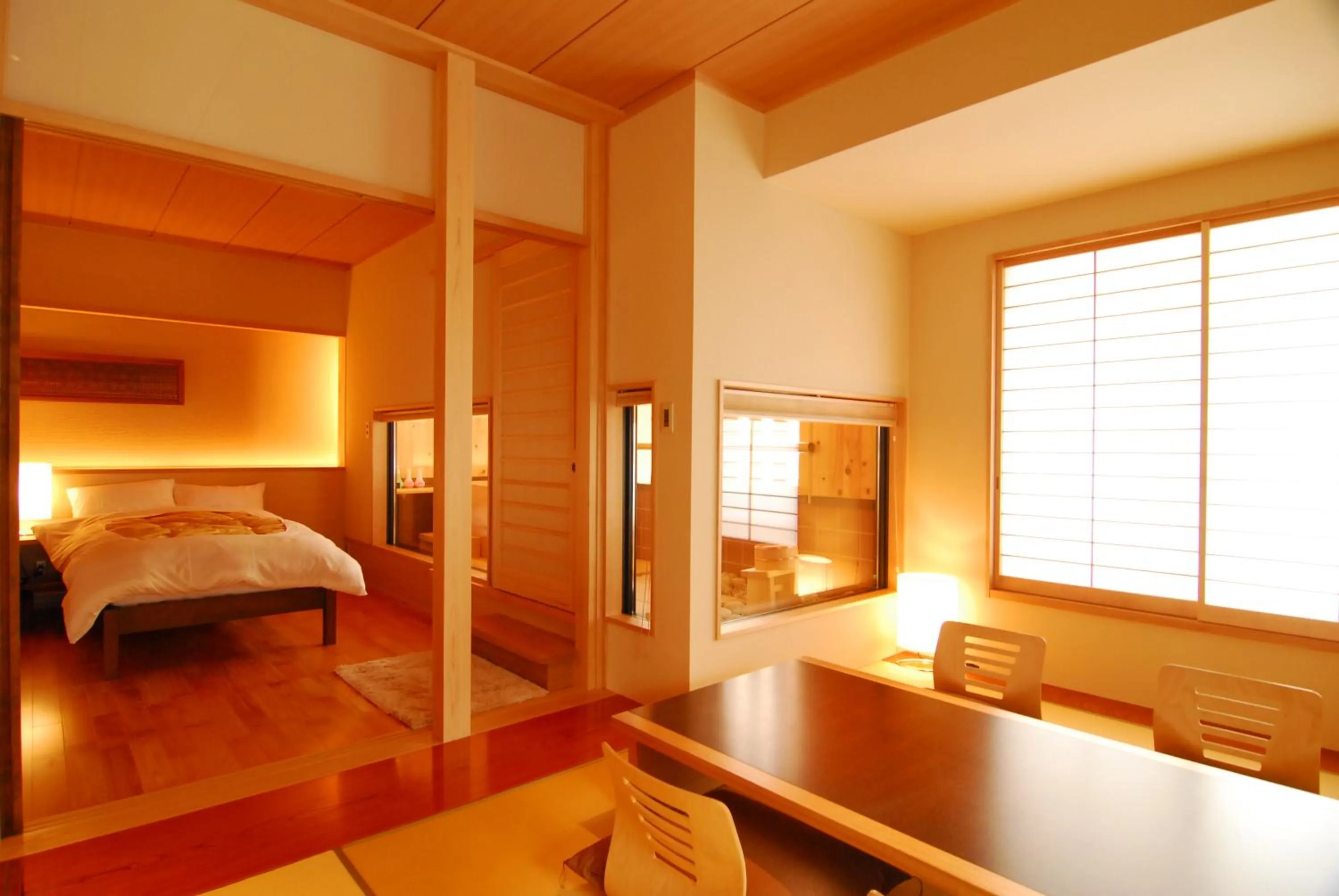 Photo of the whole room, Bed in AKARI et KAORI formerly Taizanso