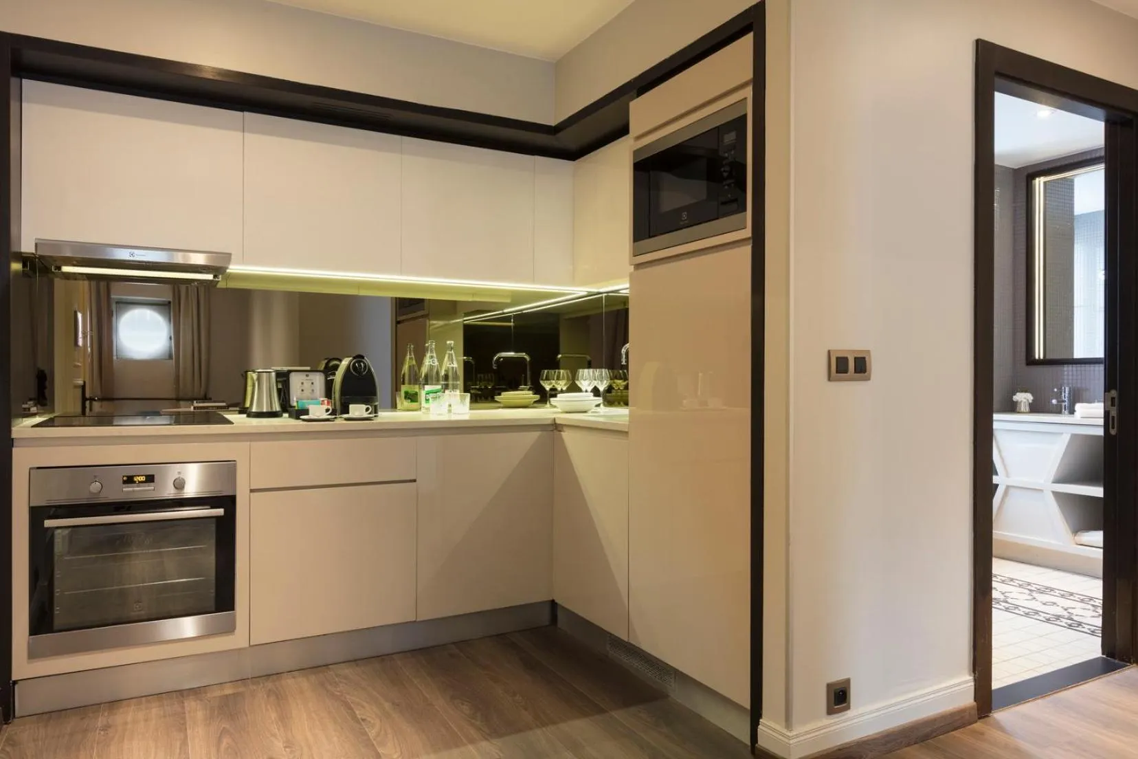 kitchen in La Clef Tour Eiffel Paris by The Crest Collection