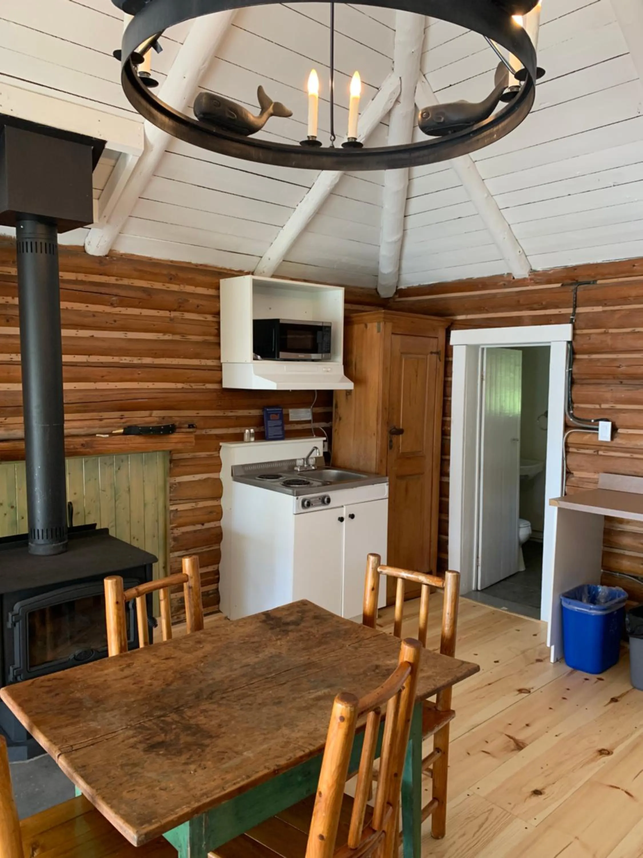 Kitchen or kitchenette in Au Pic de l'Aurore Motel-Chalets
