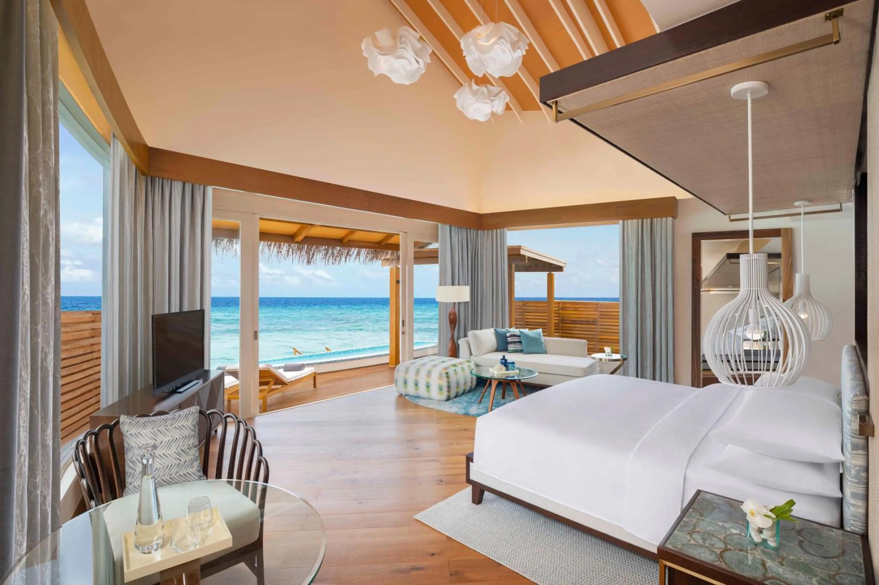 View (from property/room), Bed in JW Marriott Maldives Resort & Spa
