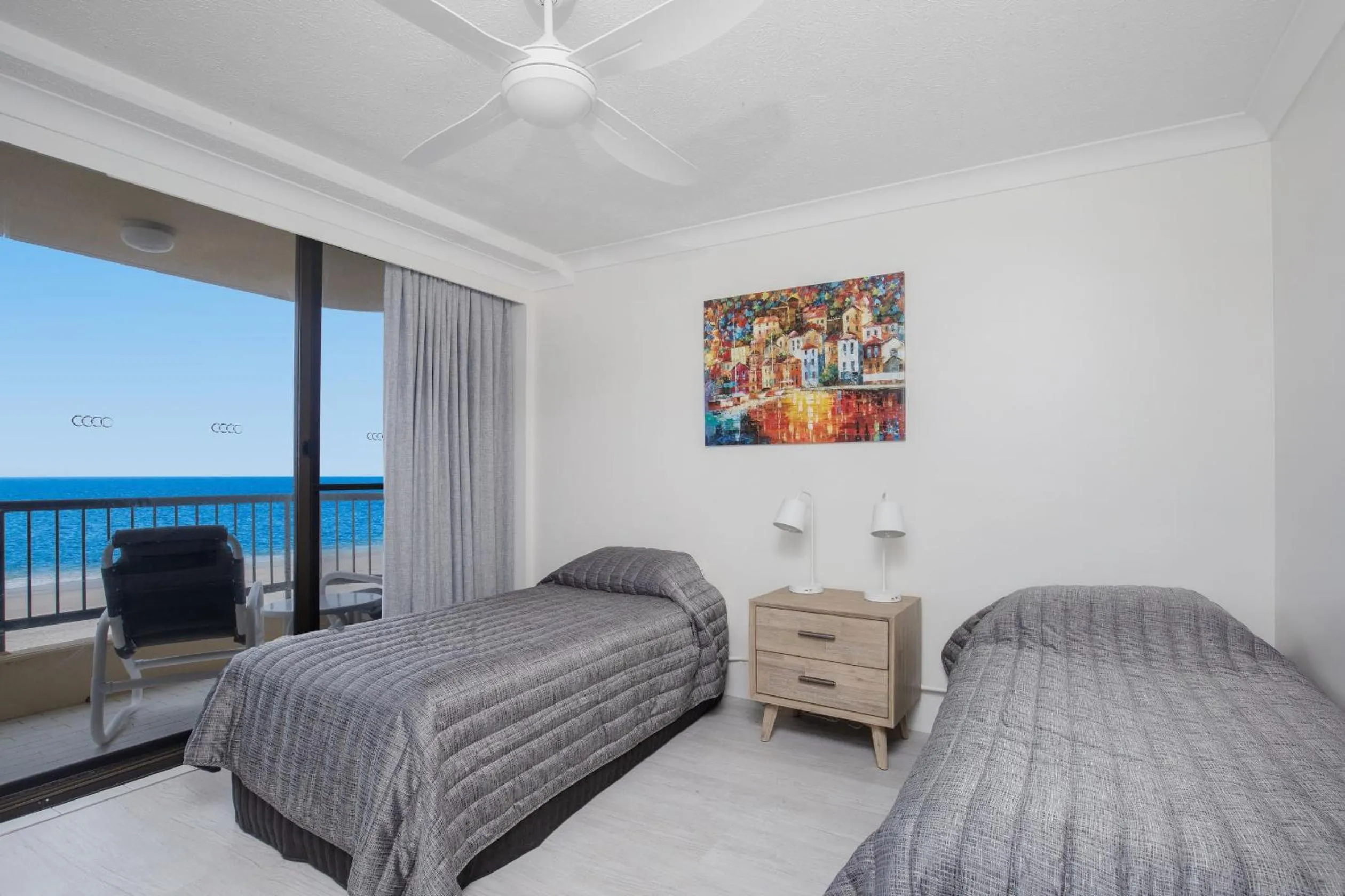 Balcony/Terrace, Bed in Pelican Sands Beach Resort