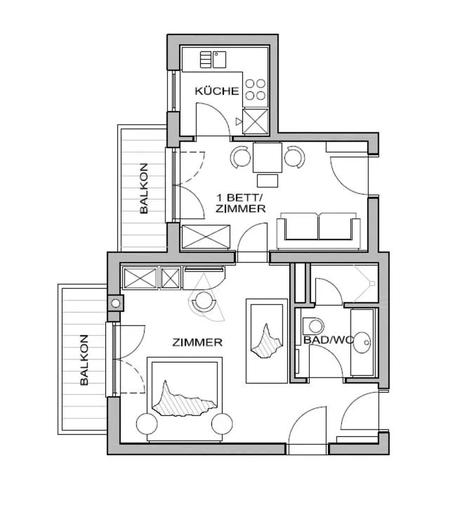 Floor plan in Sonnblick Apartments und Zimmer - Nationalpark Sommercard inklusive