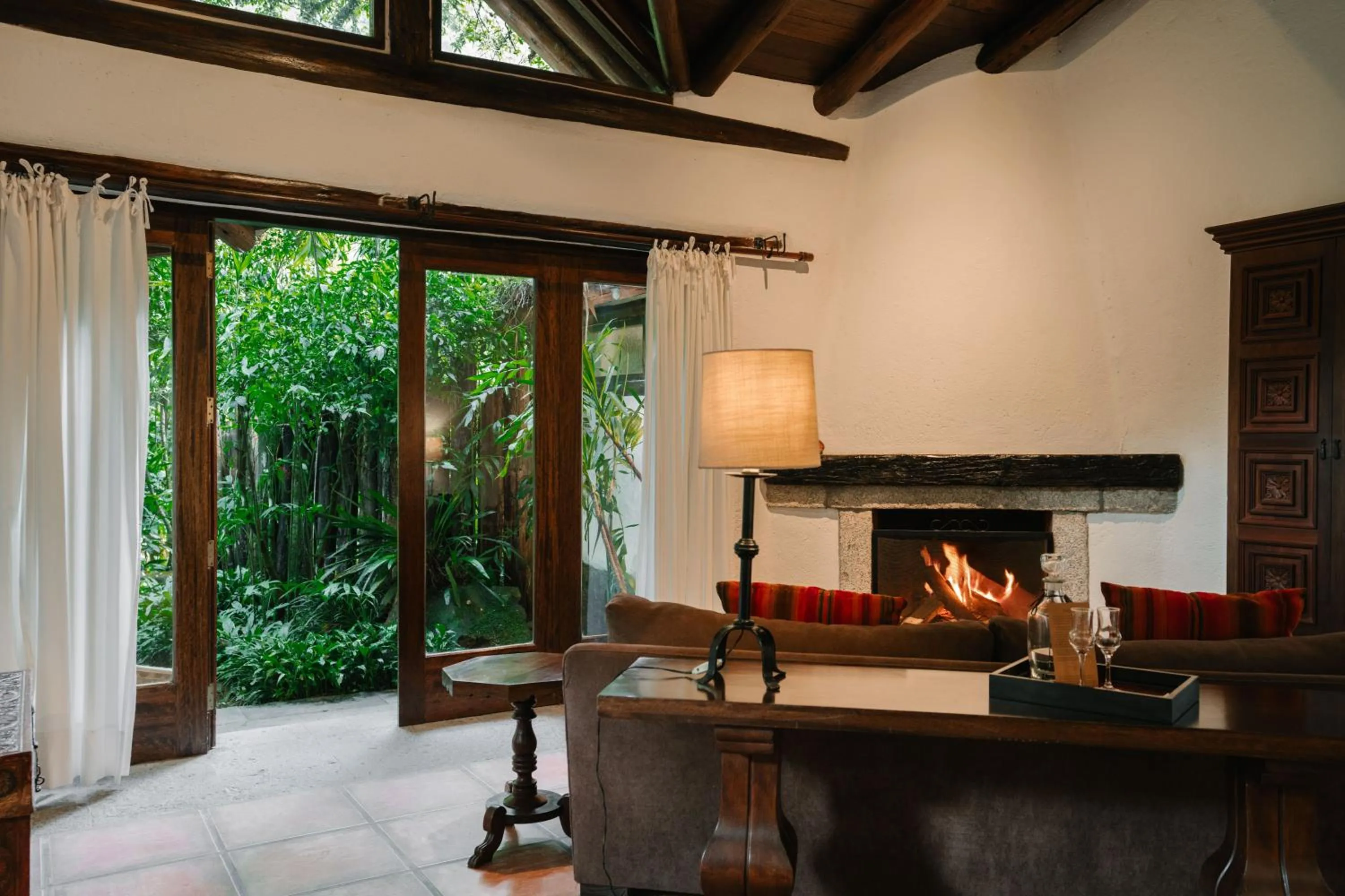 fireplace in Inkaterra Machu Picchu Pueblo Hotel