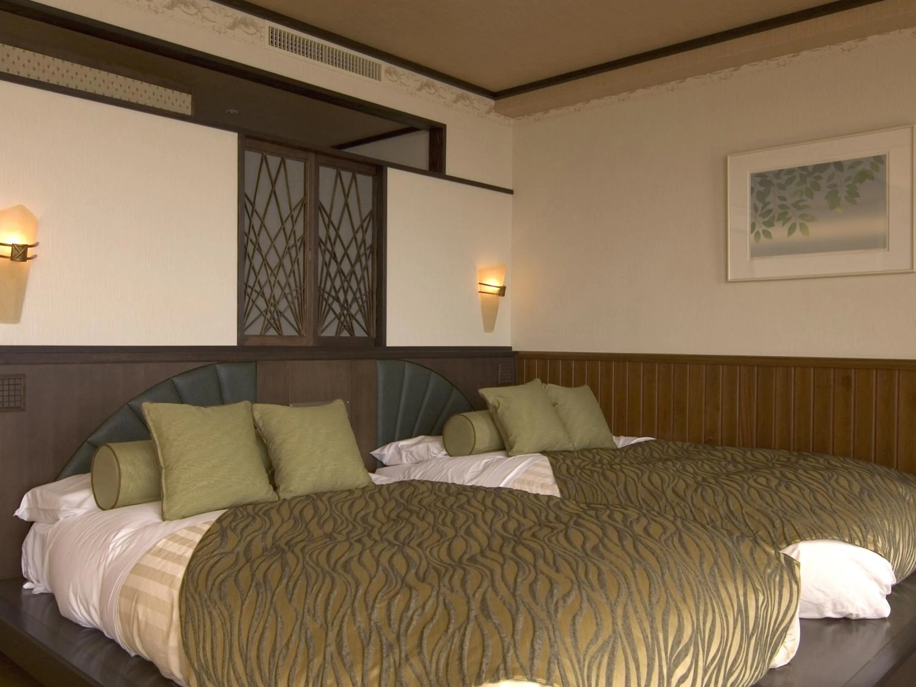 Bed in Lake Saroma Tsuruga Resort