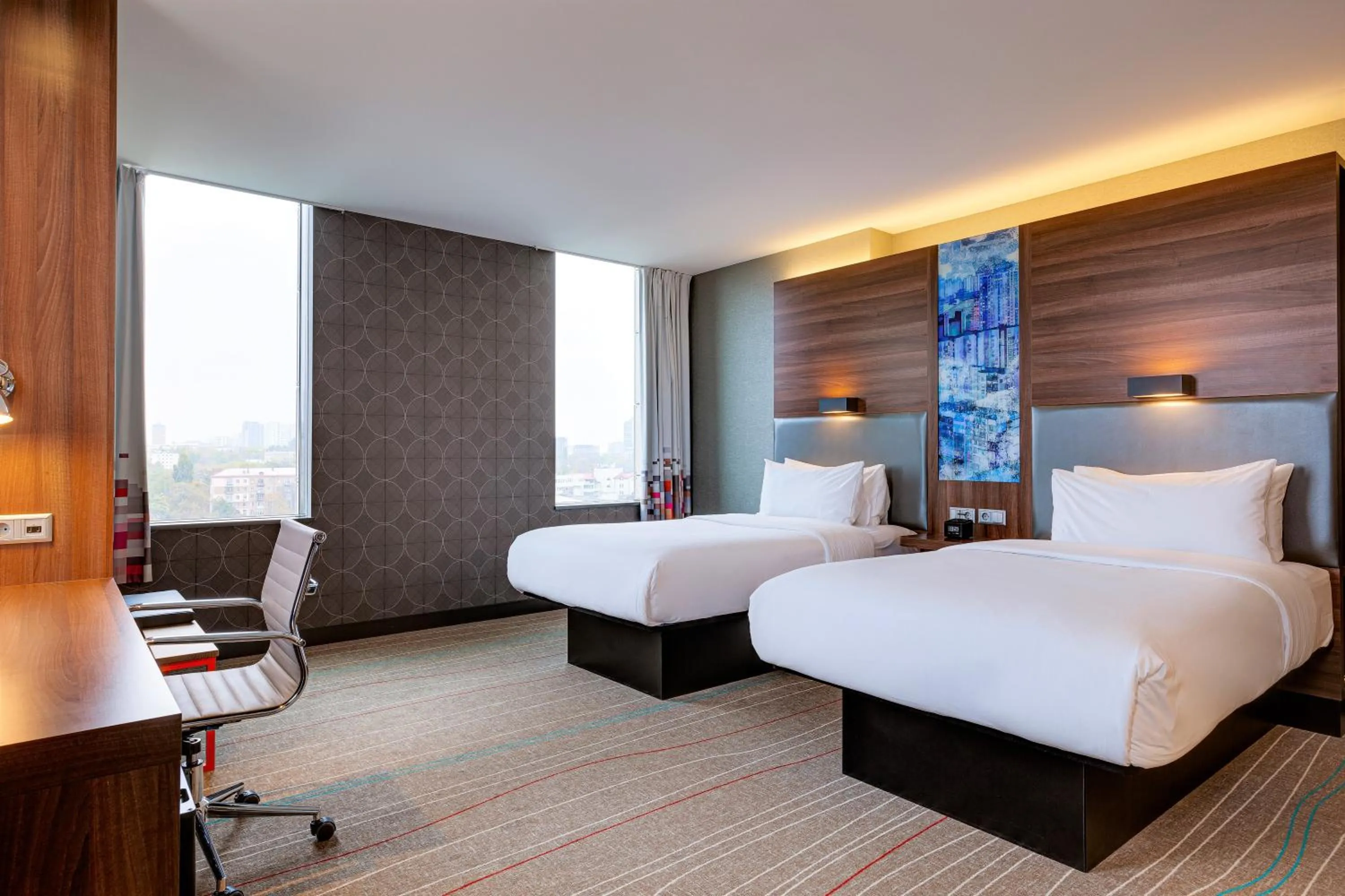 TV and multimedia, Bed in Sky Loft Hotel Kyiv by Rixwell International