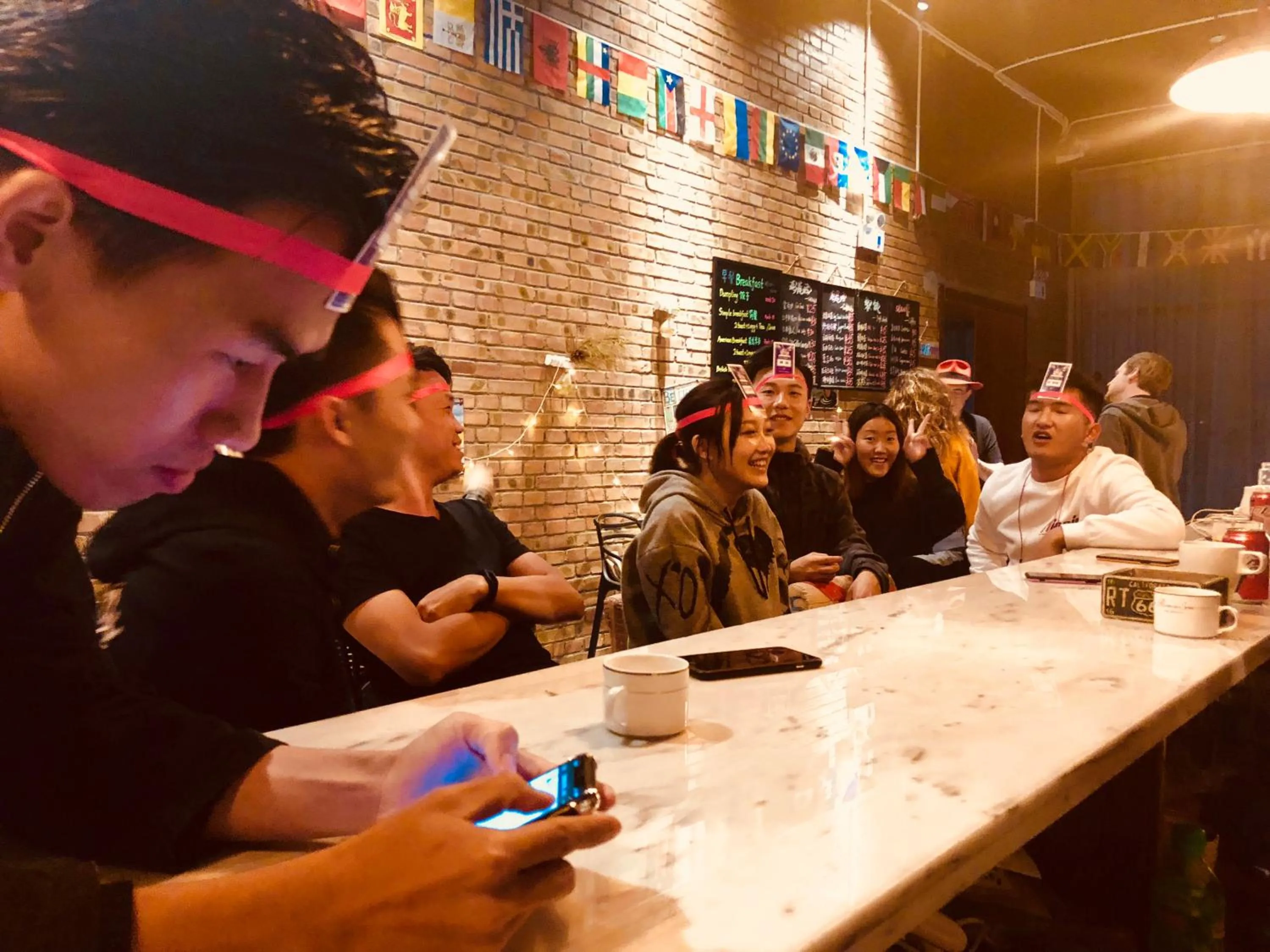 People in Lantern Hotel