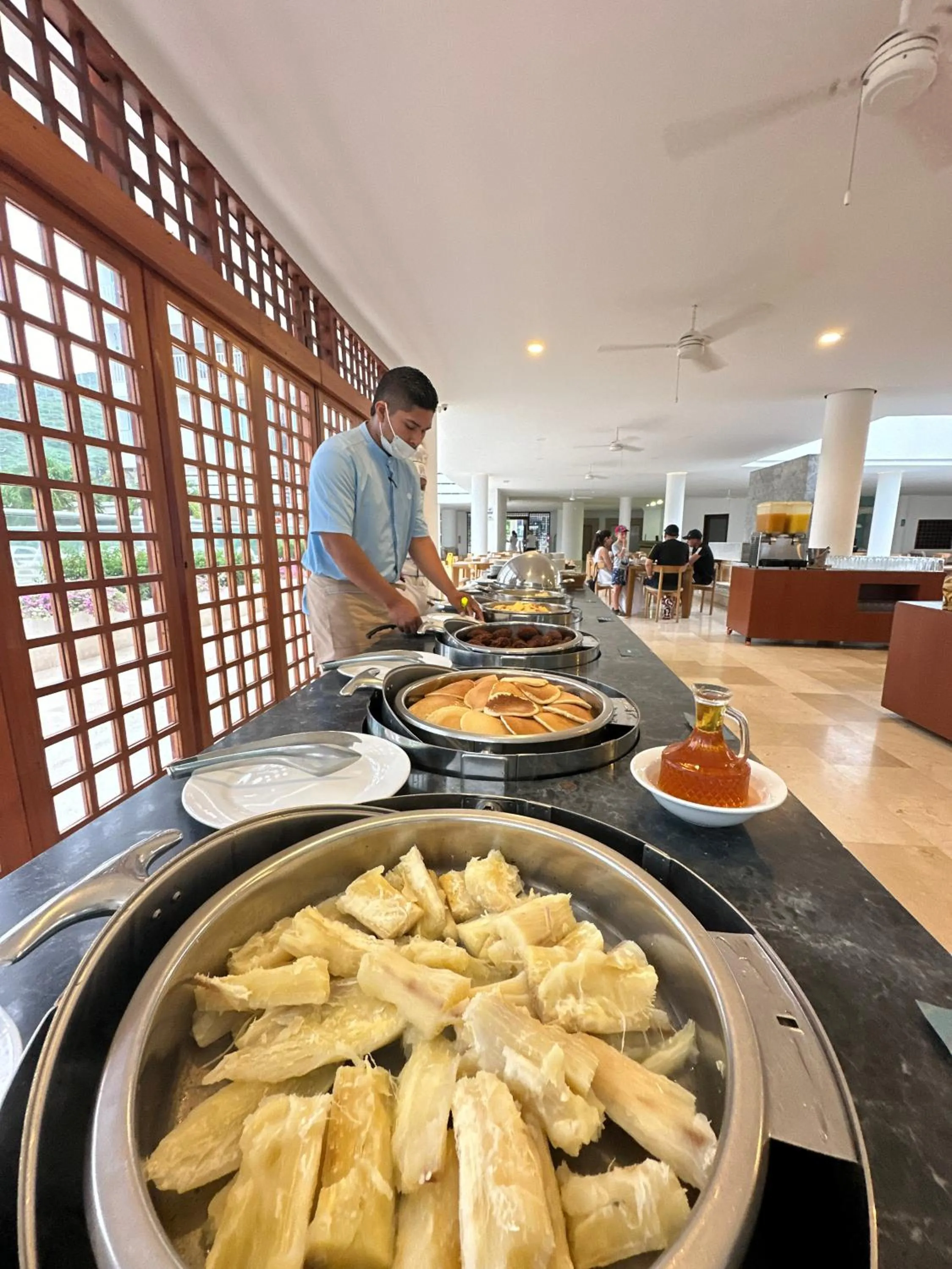 Buffet breakfast in Tamaca Beach Resort