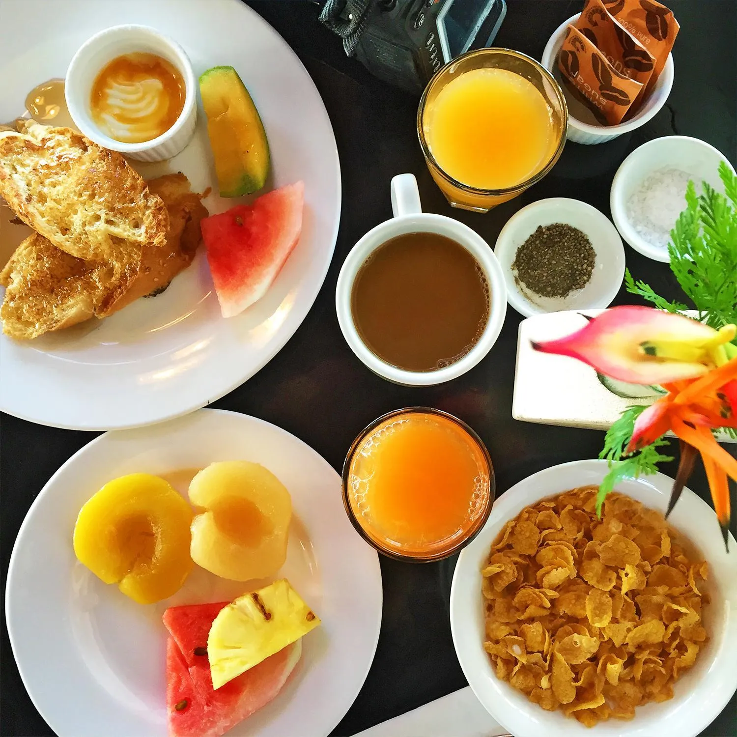Buffet breakfast in The Pearl South Pacific Resort, Spa & Golf Course