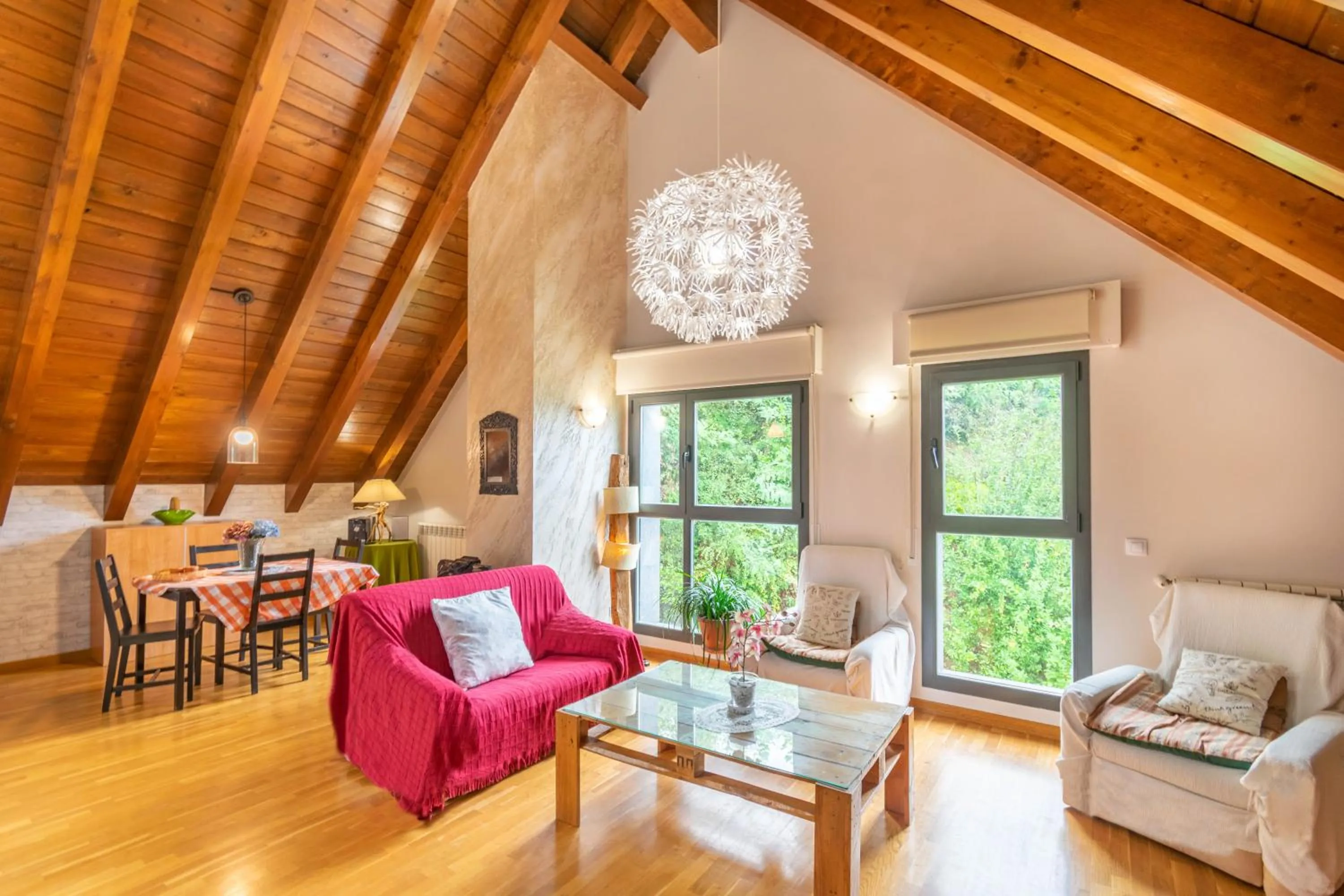 Living room in Casa Ferran, amplias habitaciones y apartamentos de montaña