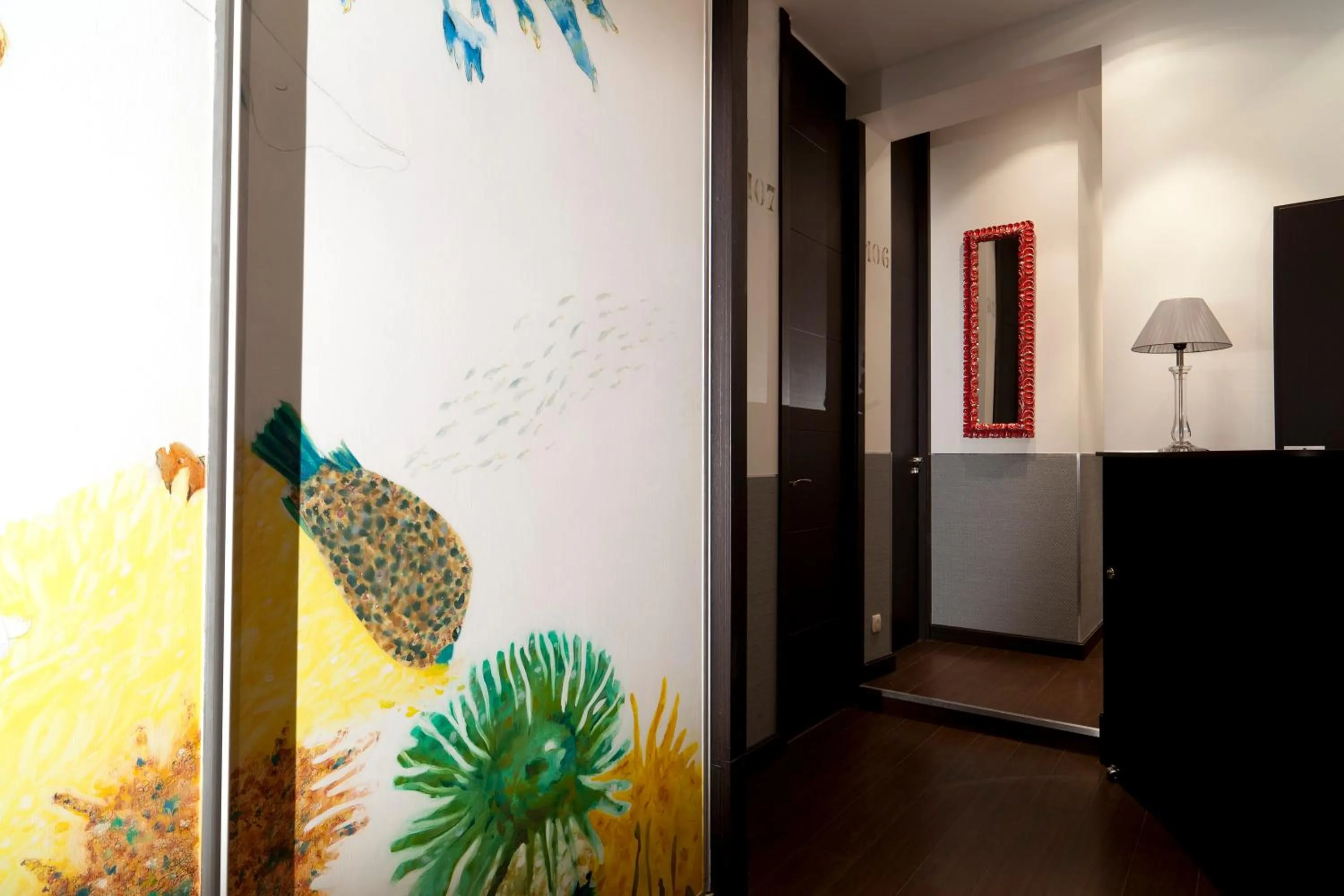 Decorative detail in THC Latina Hostel