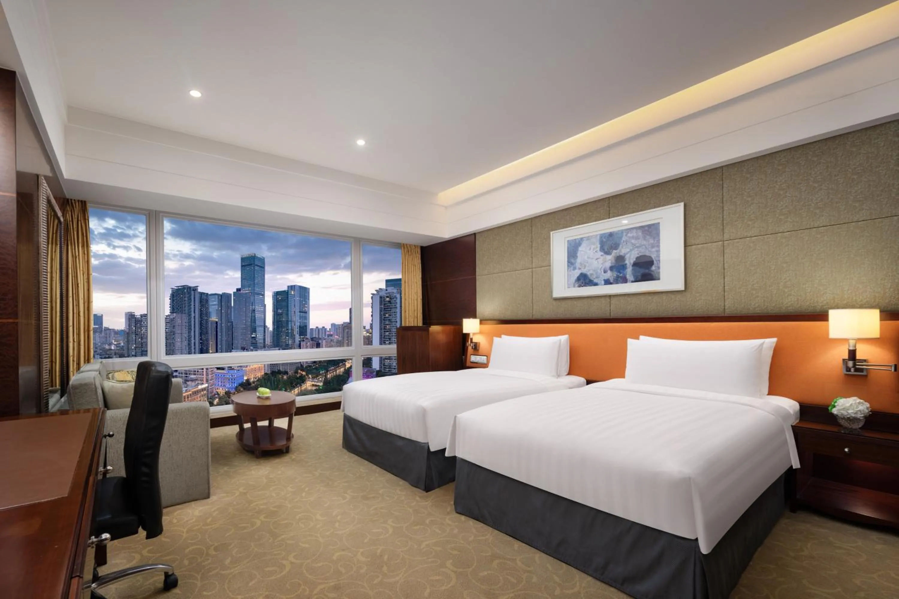 Living room, Bed in Shangri-La Chengdu