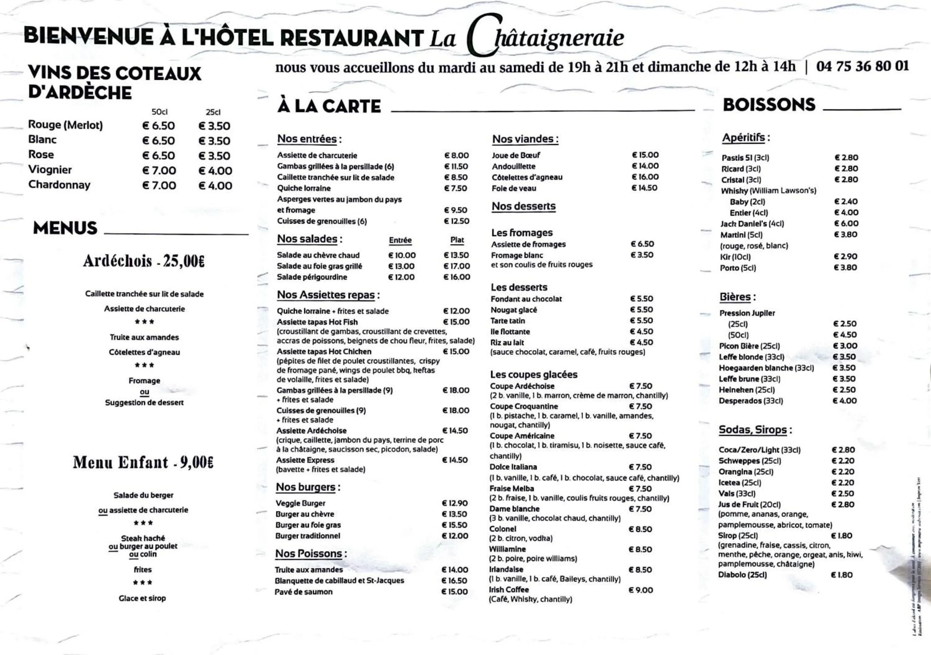 Restaurant/places to eat in La Châtaigneraie