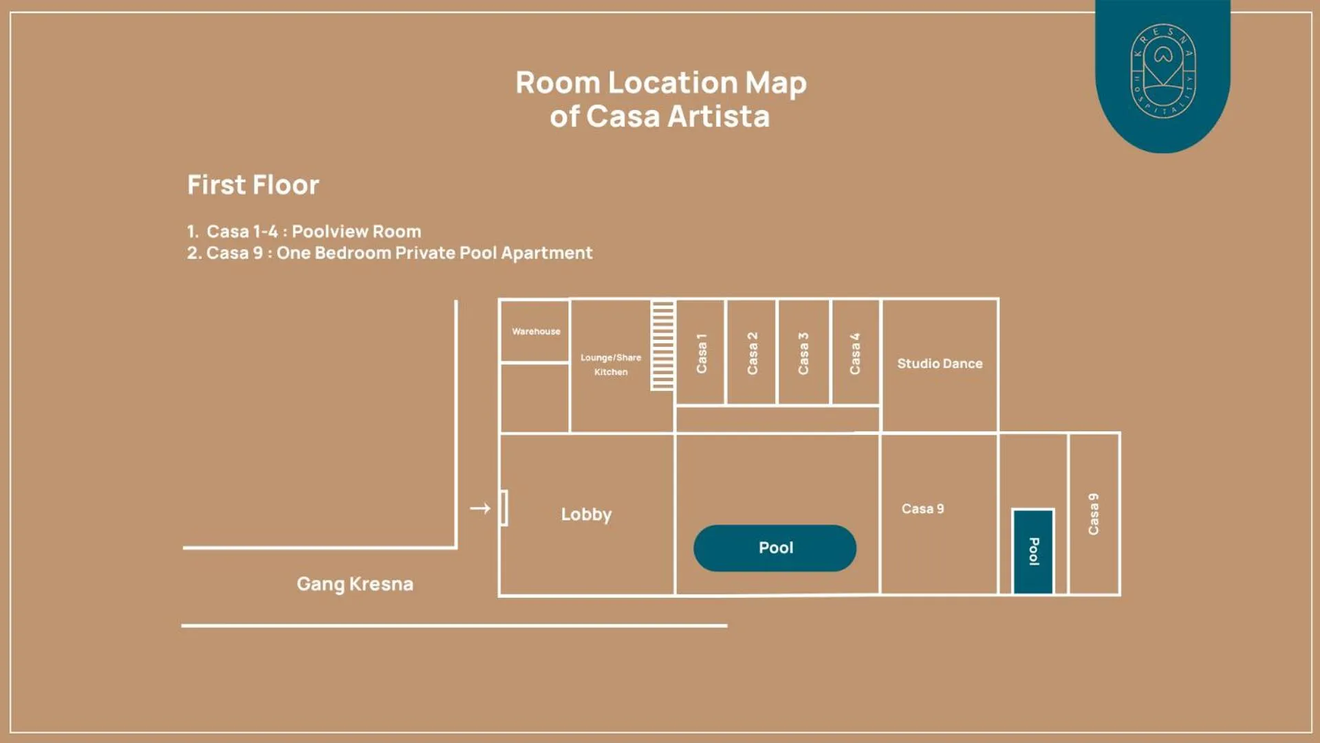 Floor plan in Casa Artista By Kresna Hospitality