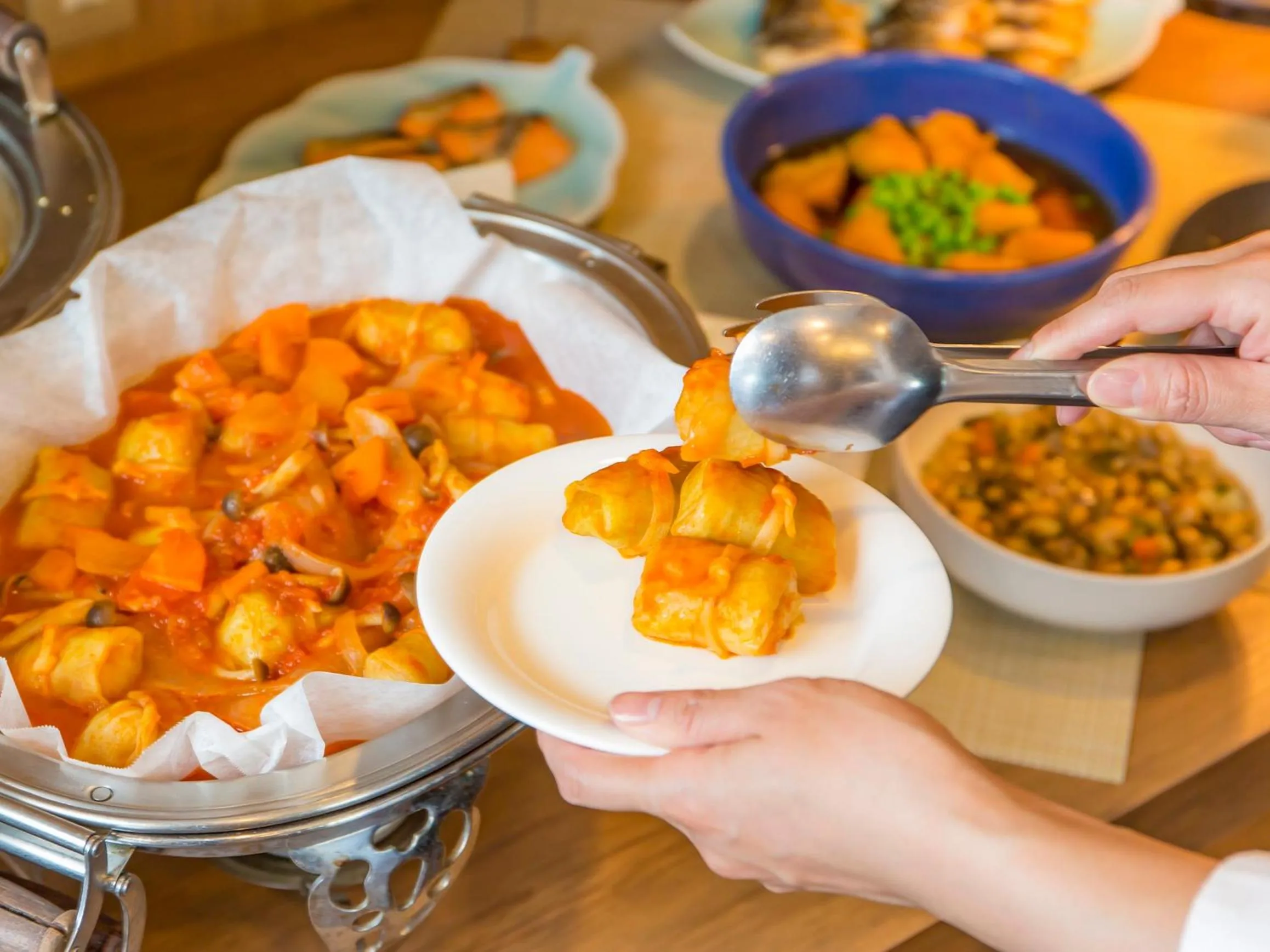 Buffet breakfast in Hotel Route-Inn Tokyo Ikebukuro