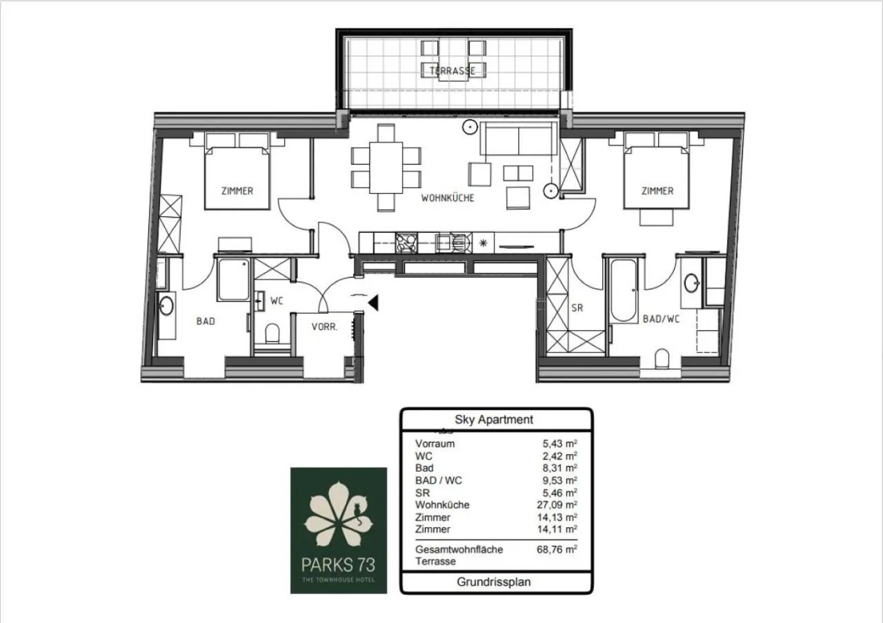 Floor plan in Parks 73 The Townhouse Hotel