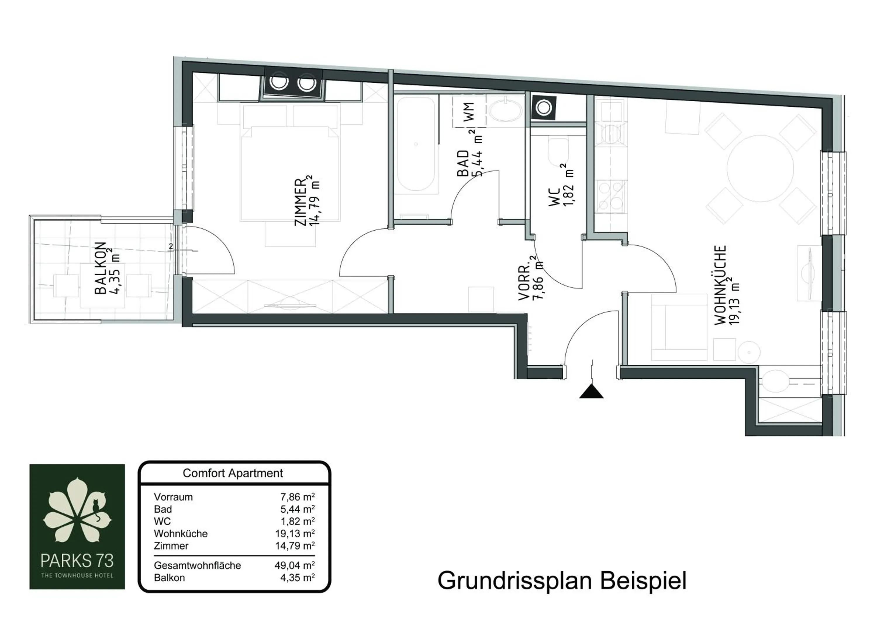 Floor plan in Parks 73 The Townhouse Hotel