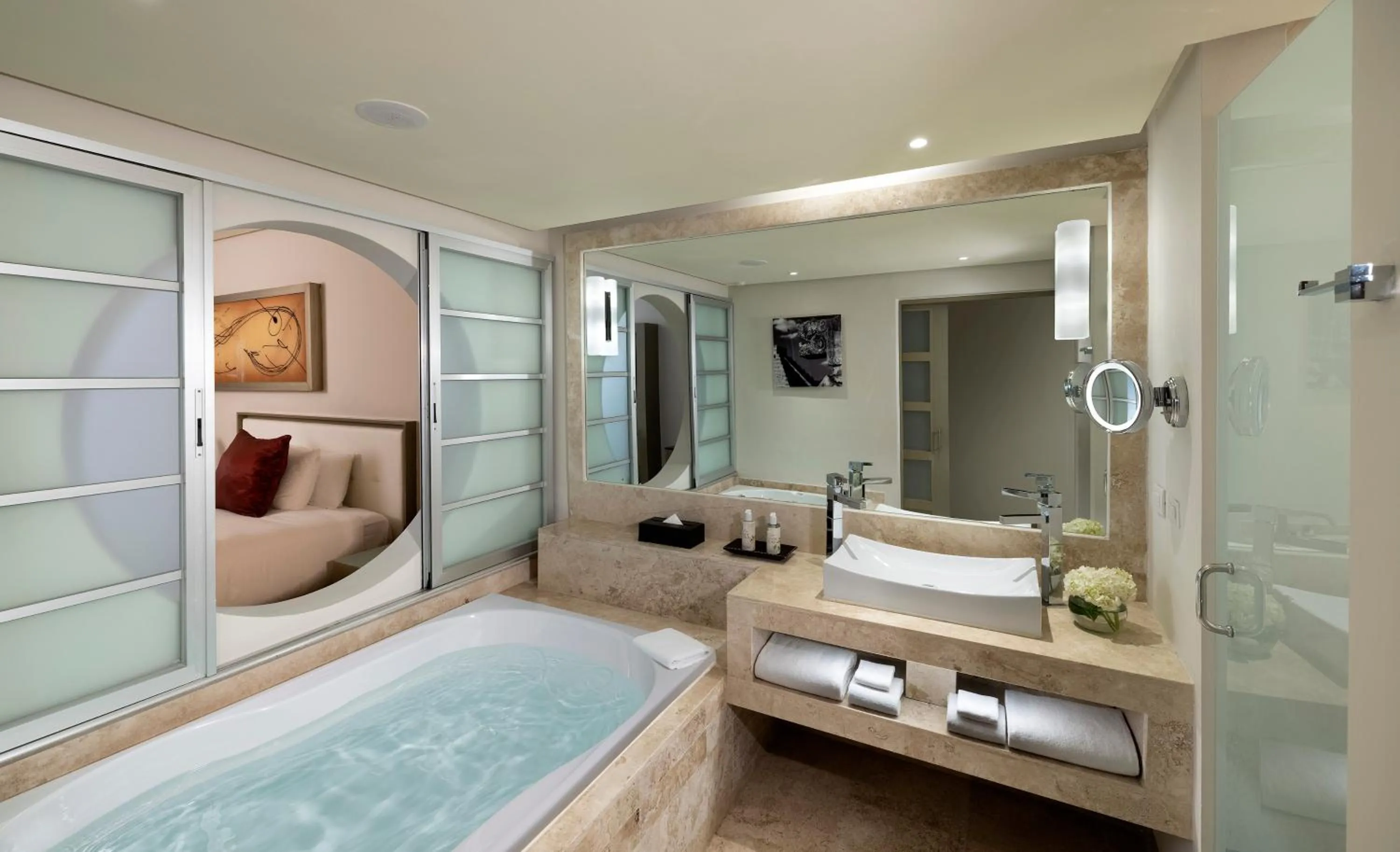 Bathroom, Bed in Paradisus Playa del Carmen - Riviera Maya - All Inclusive
