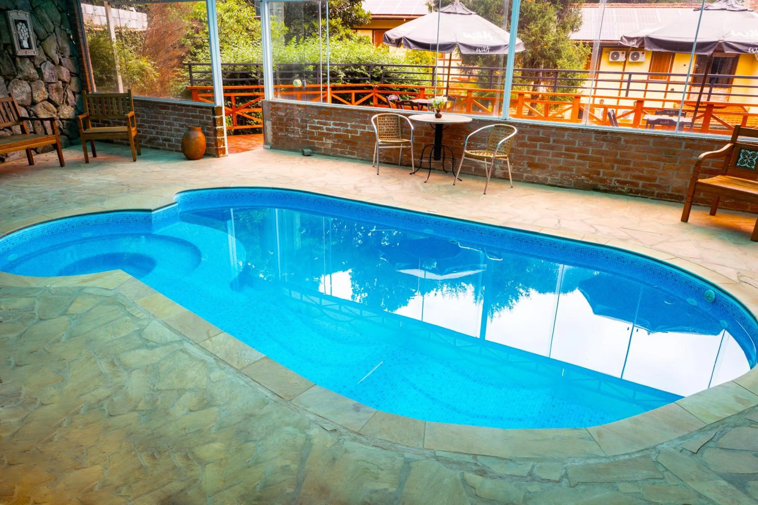 Pool view in Pousada Serra Villena