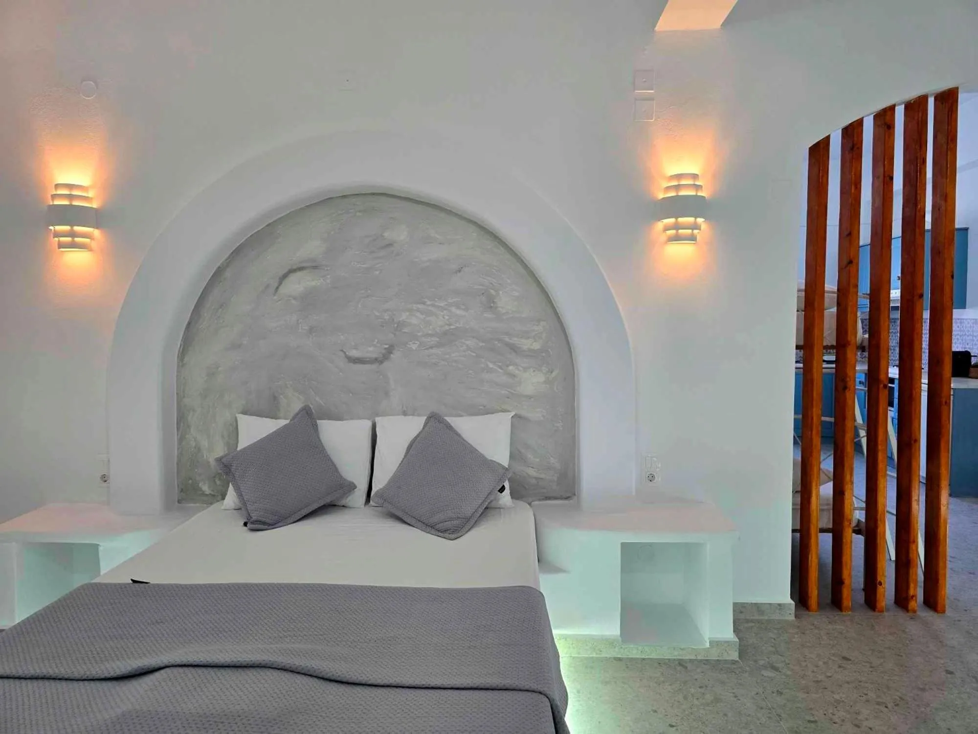 Bed in Papafotis Apartments & Suites