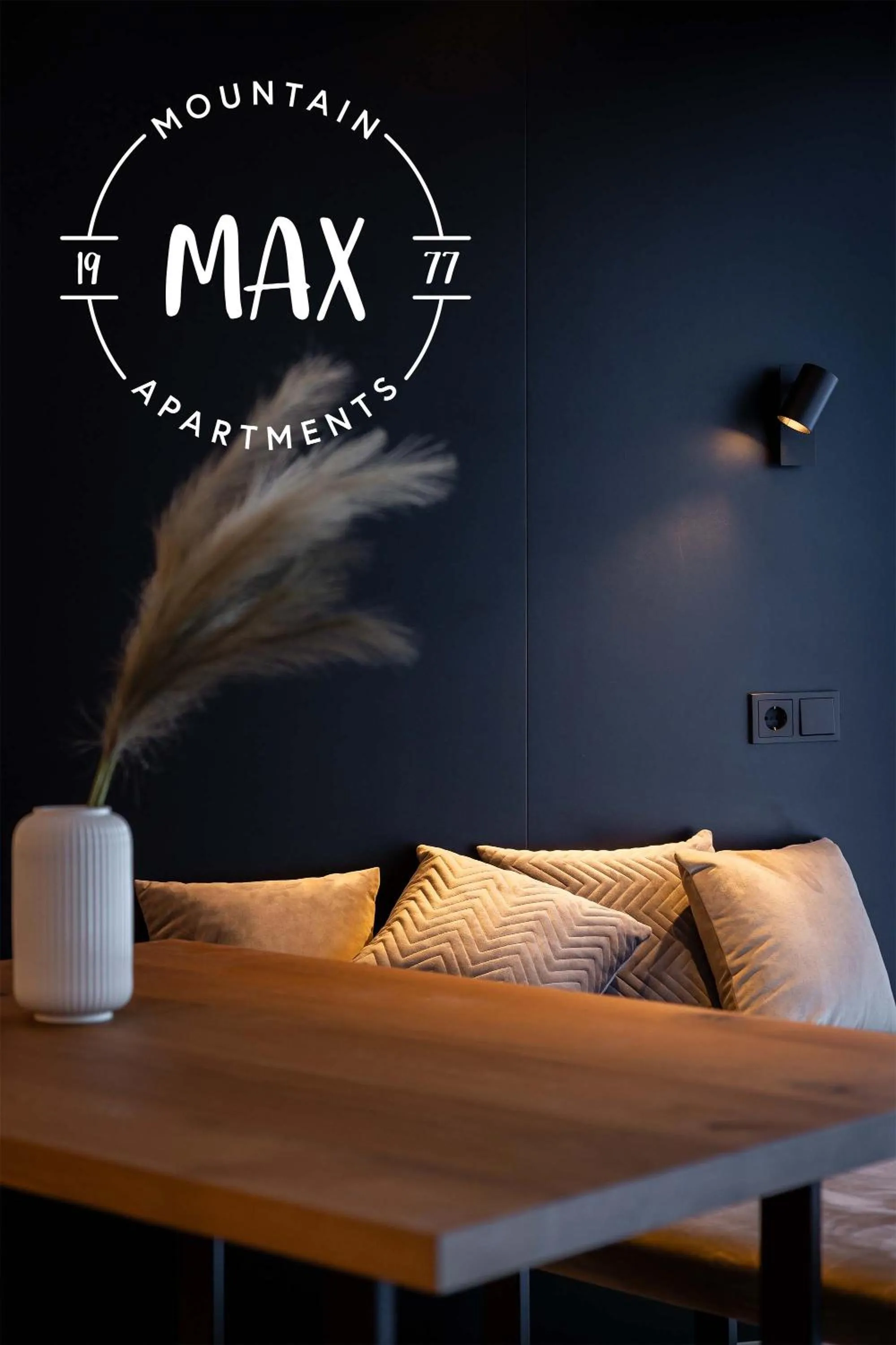 Living room, Bed in Max Mountain Apartments