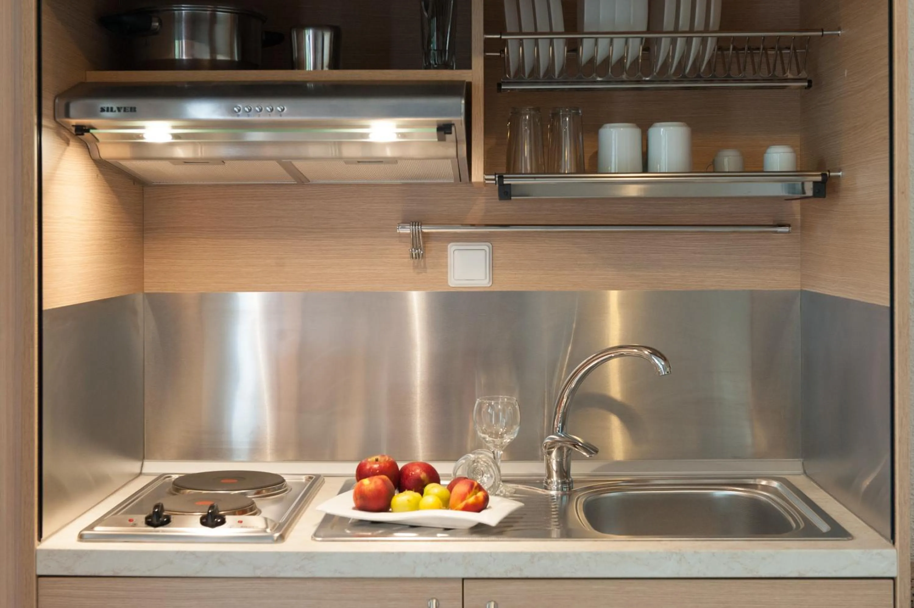 Kitchen or kitchenette in Alkinoos Beach Hotel