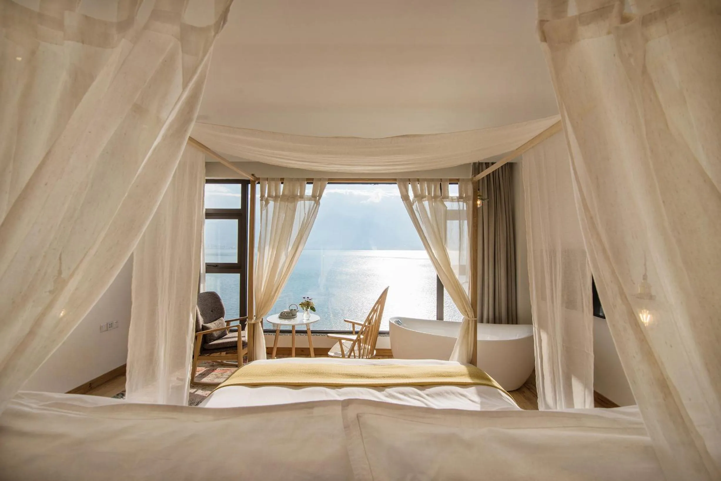 Bed in Yuanshanqing·Stone Hill Seaview Guesthouse