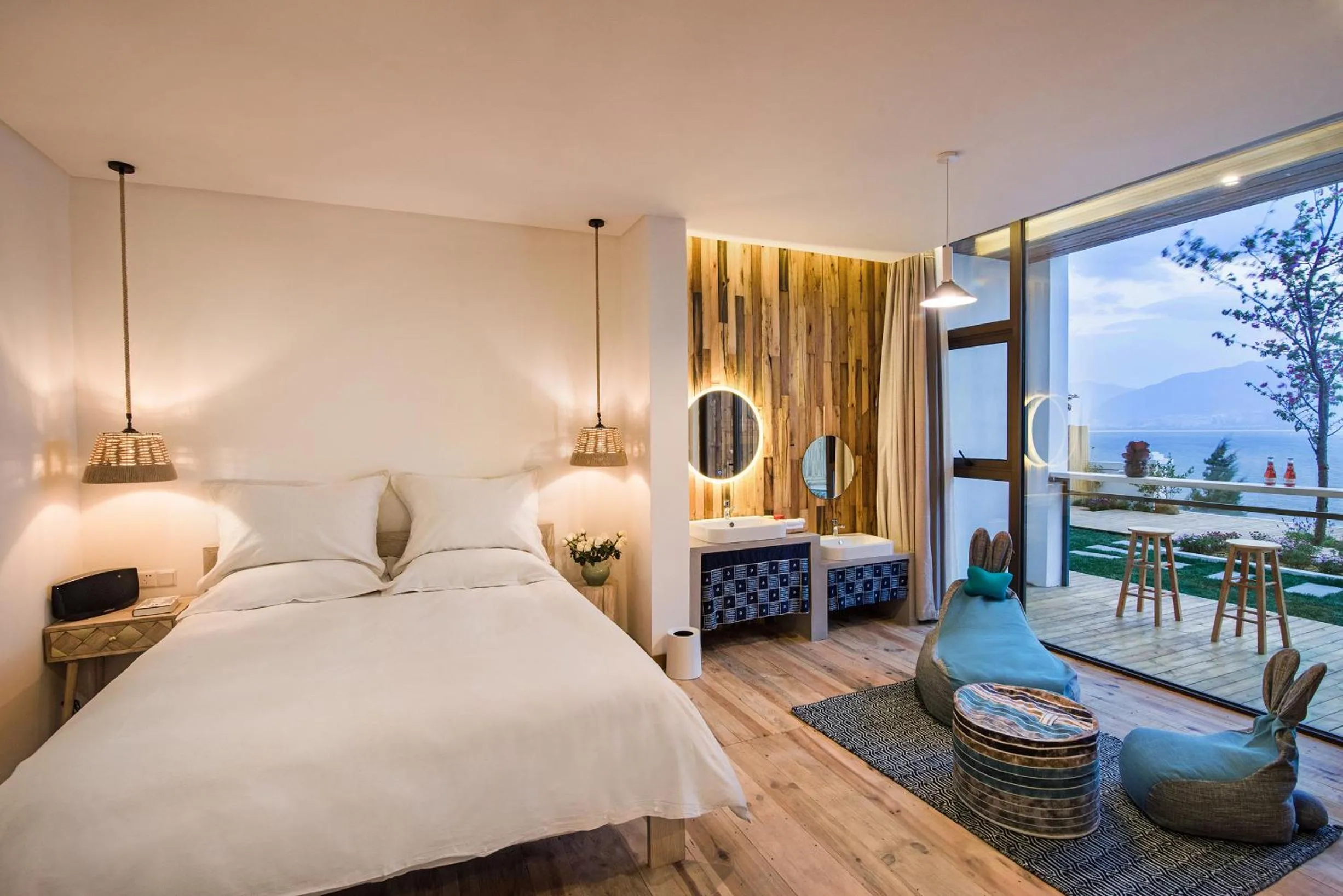 Bed in Yuanshanqing·Stone Hill Seaview Guesthouse