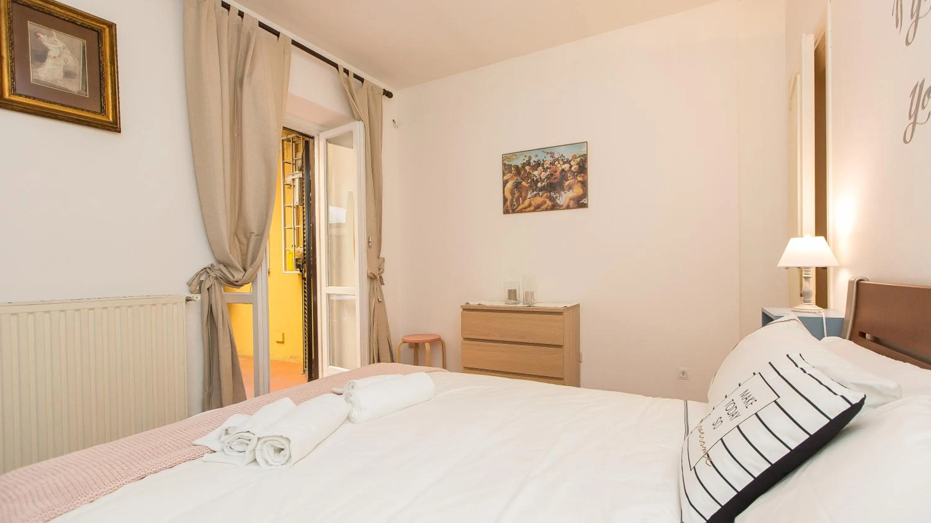 Bedroom, Bed in Rental in Rome Panieri Terrace