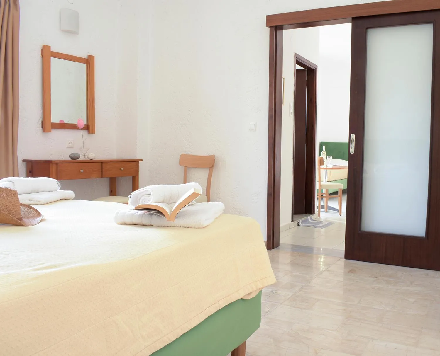 Bed in Arhodiko Hotel