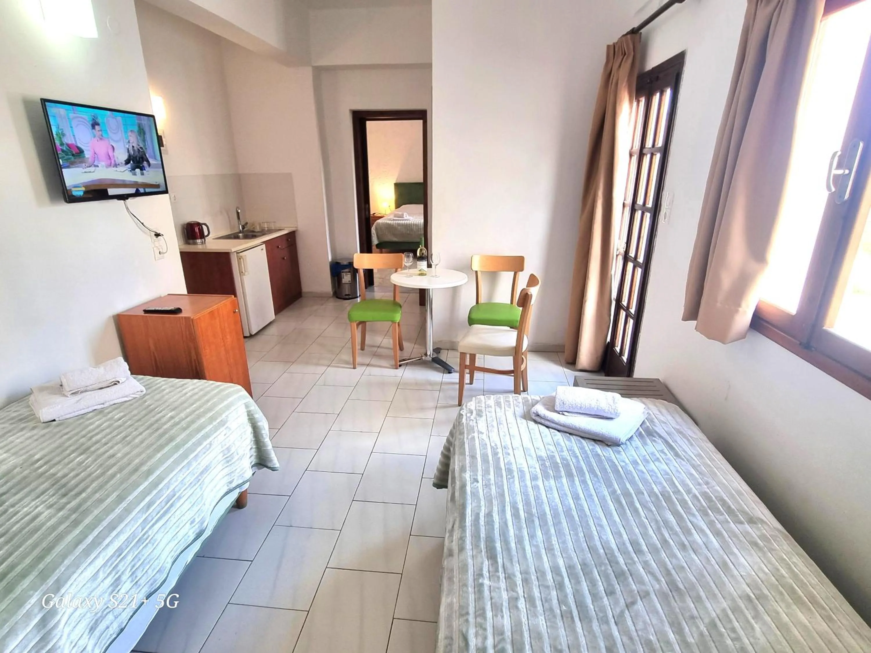 Bed in Arhodiko Hotel