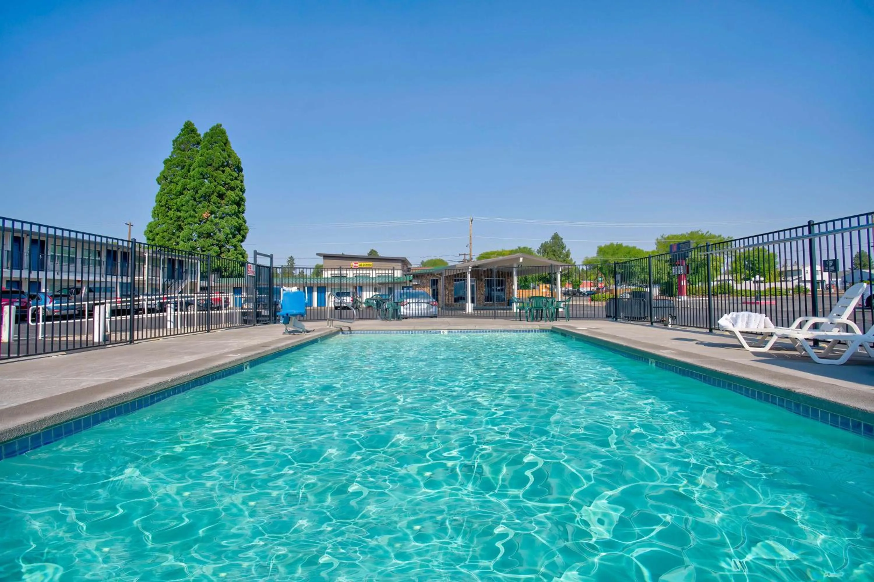 Pool view in Motel 6-Bend, OR