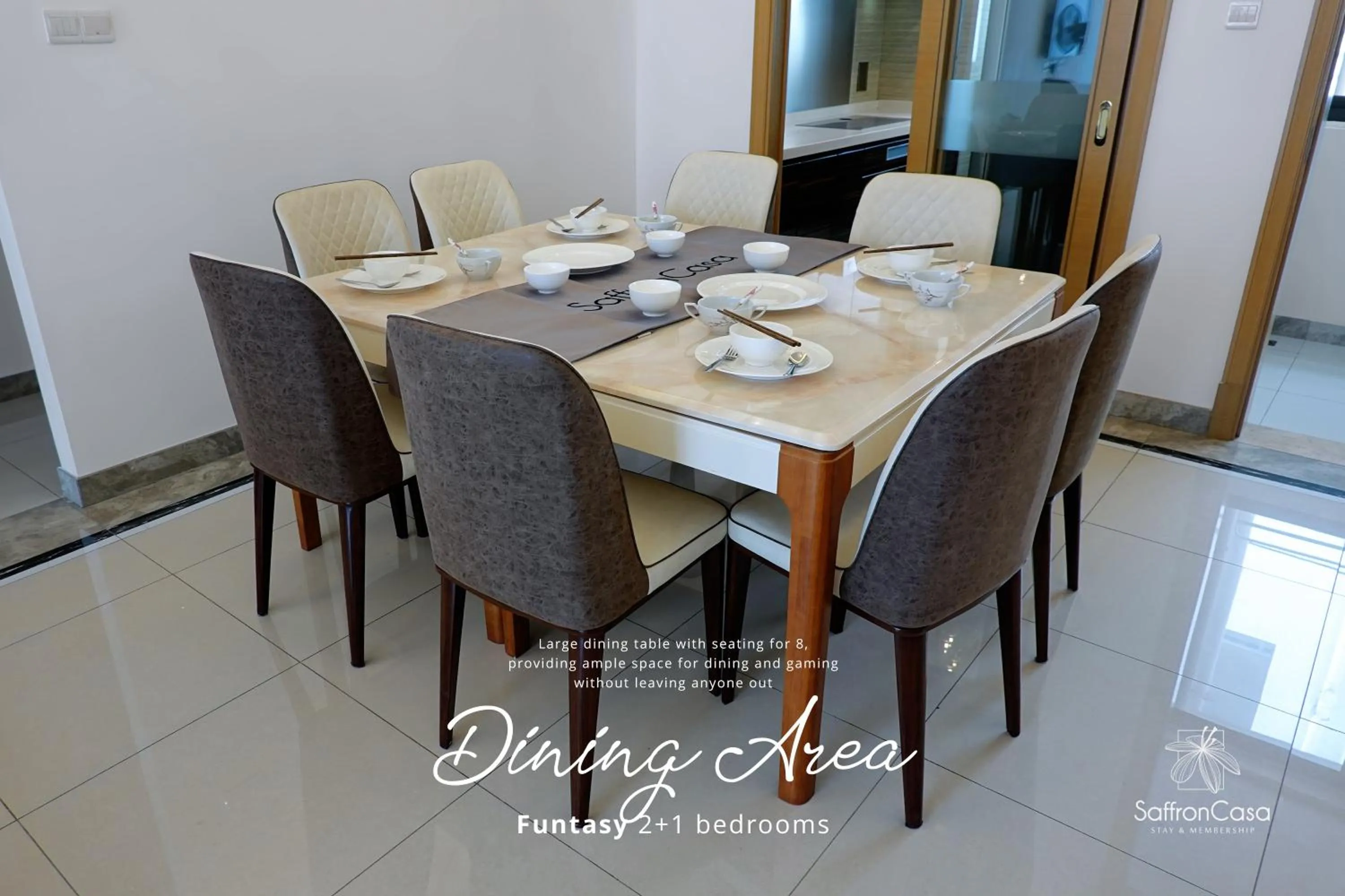 Dining area in R&F Princess Cove JB By SaffronCasa JB
