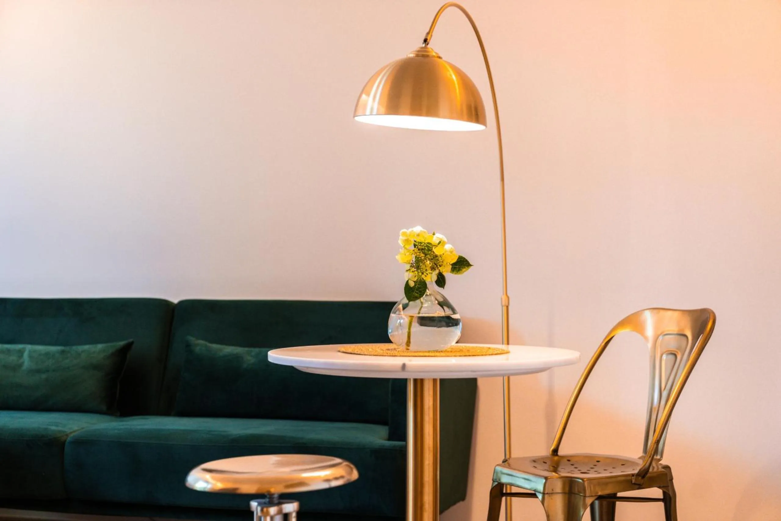 Seating area in goldfinger + suites