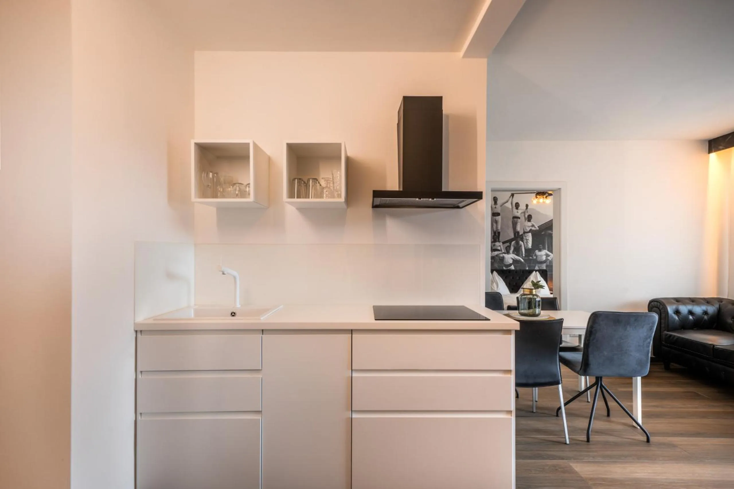 Kitchen or kitchenette in goldfinger + suites